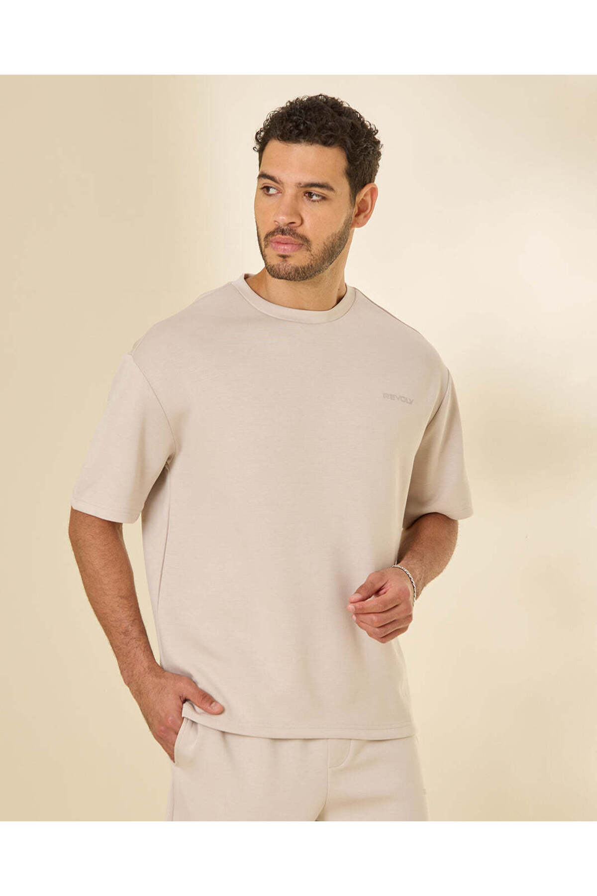 REDTAG Men Beige Modal T Shirt