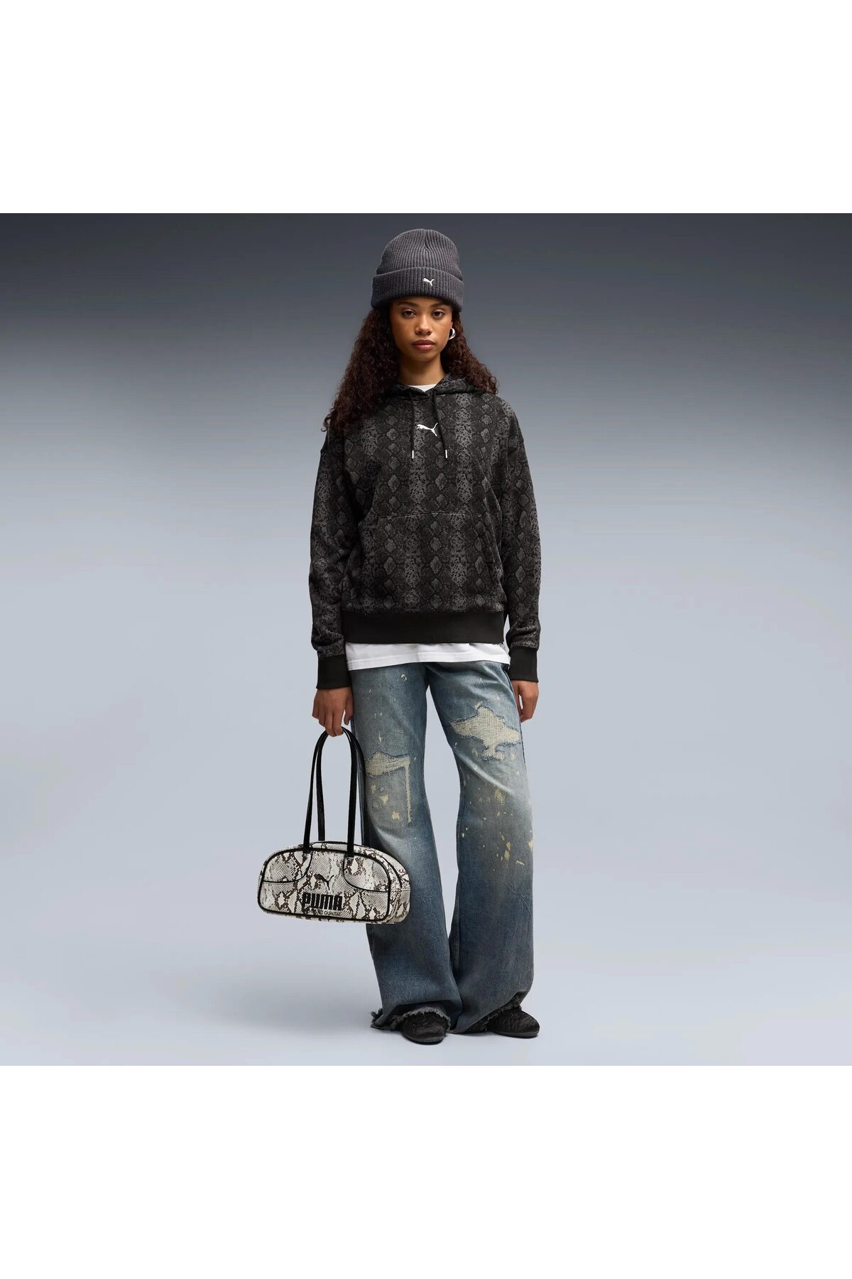 Puma Snake Kadın Siyah Sweatshirt (638748-01) görsel 3