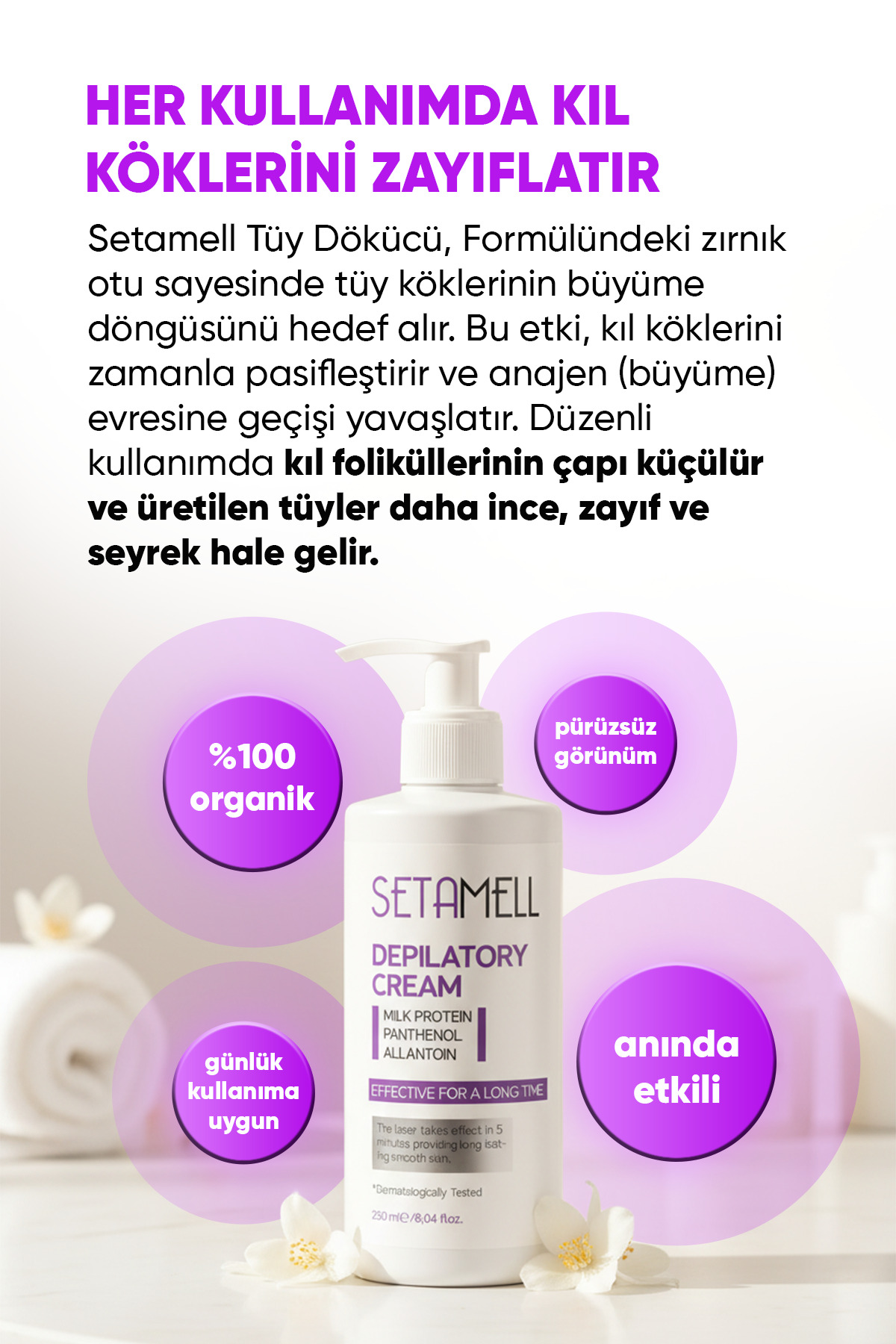 Lazer Etkili Tüy Dökücü Krem Tüm Cilt Tipleri İçin 250 ml Özel Formül — STMLL-099 — تصویر 3 از 8