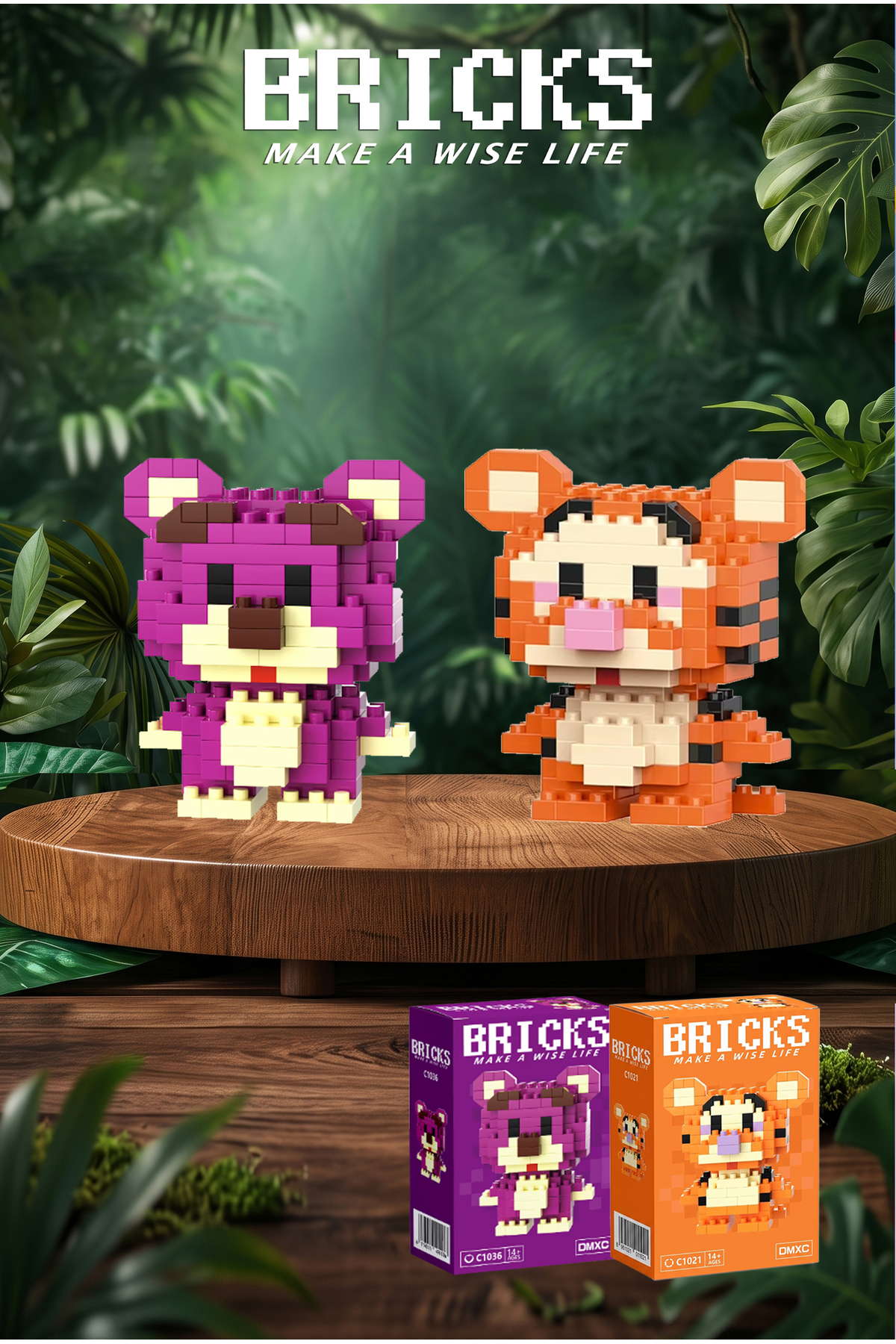 Bricks make a wise life Lotso ve Tigger 3D Yapboz - İkili Set