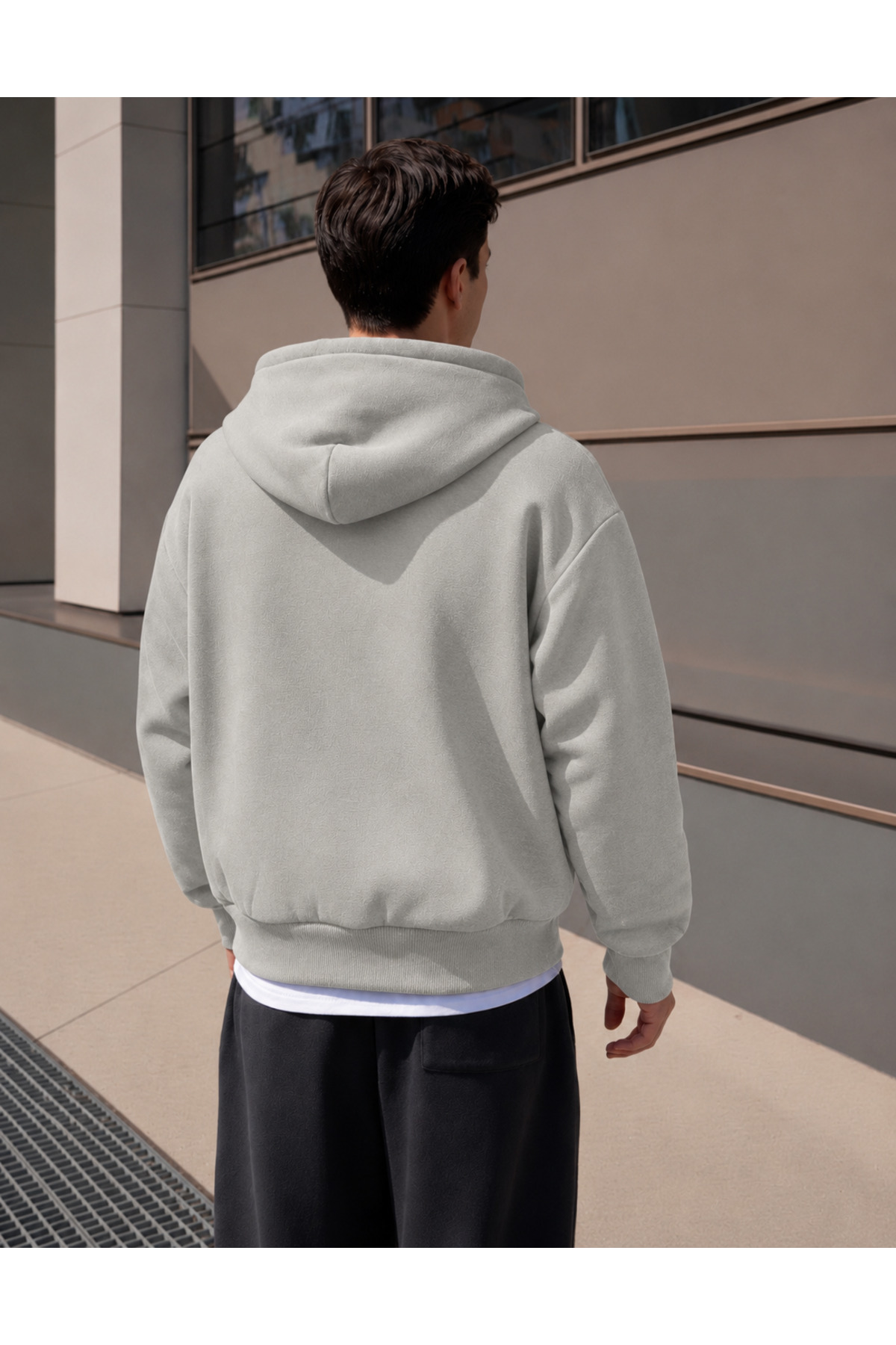 YAKAMEL ERKEK 3 İPLİK FERMUARLI KAPÜŞONLU OVERSİZE RAHAT SWEATSHIRT HIRKA görsel 3