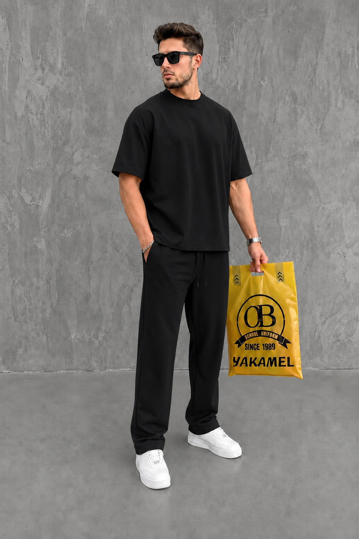 Oversize Salaş Kesim Premium Takım Kombin Rahat Kalıp Unisex İkili Takım — مشکی etkpbrn8