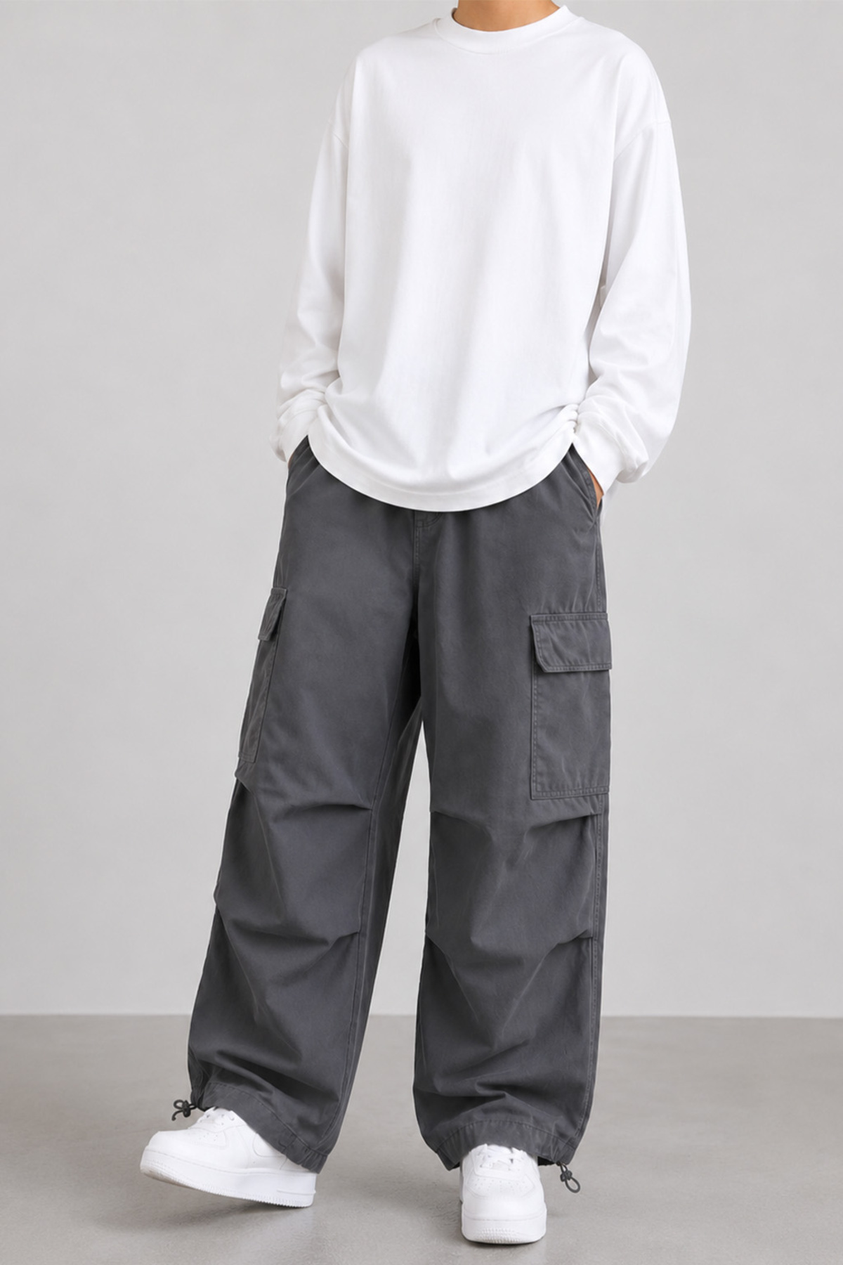 شلوار باری چند جیب گشاد Unisex Oversize — خاکستری GRW-UKP-510 — تصویر 3 از 4