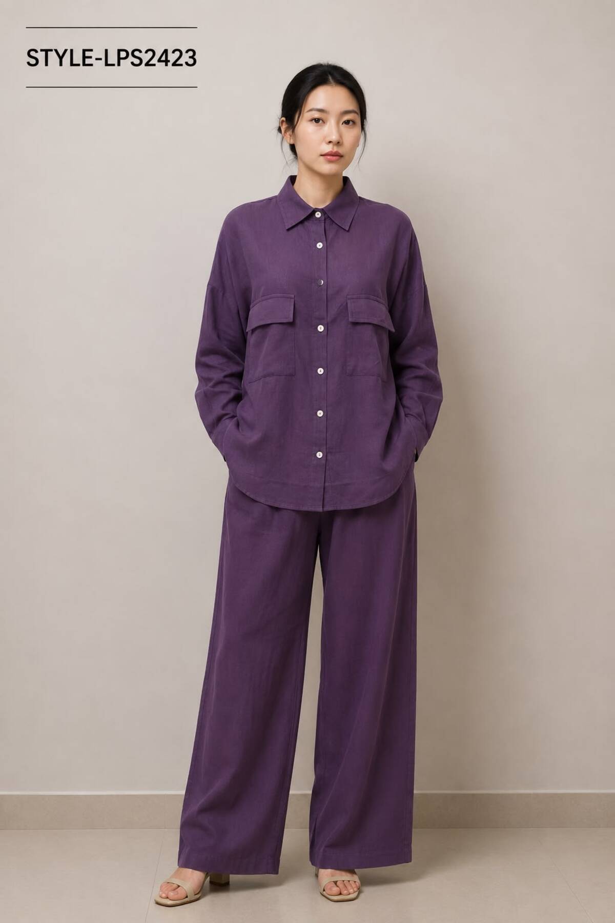 LINELLE Women's Relaxed Fit Linen Blend Co-Ord Set