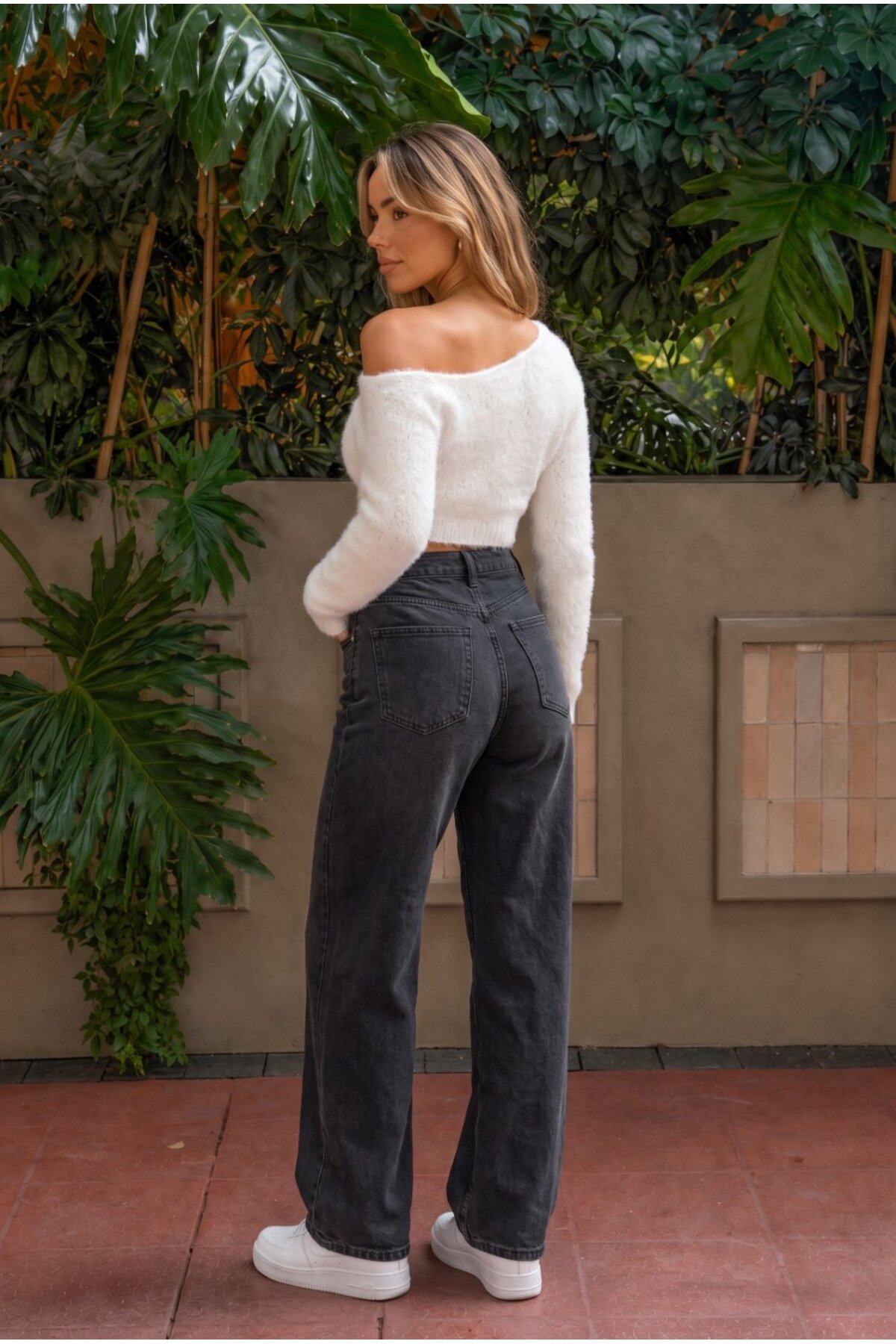 SİYAH EFEKTLİ Vintage Yüksek Bel Geniş Paça with Lycra Jeans 8