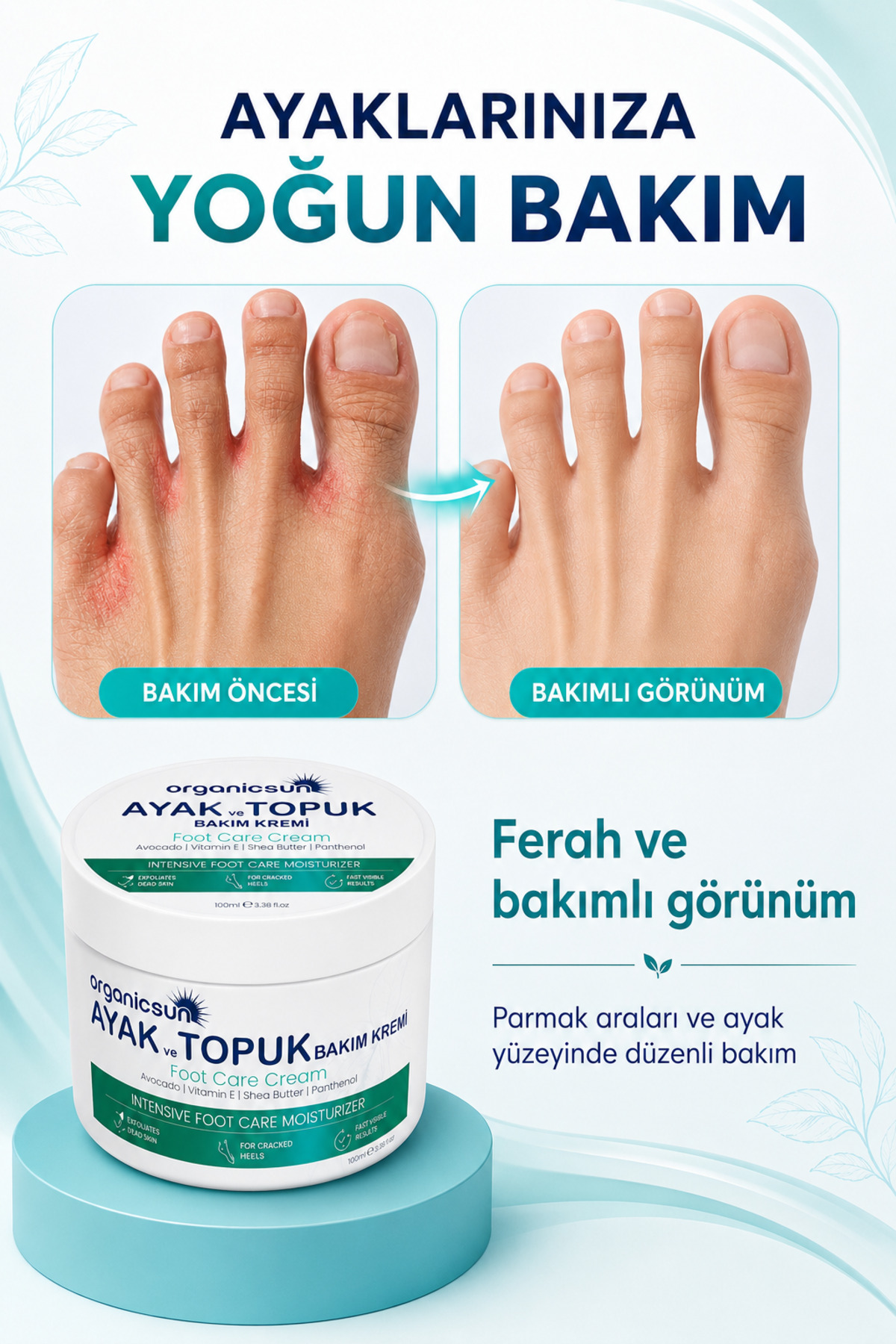 Ayak ve Topuk Çatlak Bakım Kremi 100ml - Ayak Kokusu, Tırnak Bakımı Avokado ve Shea Yağlı — 4500 — تصویر 8 از 8