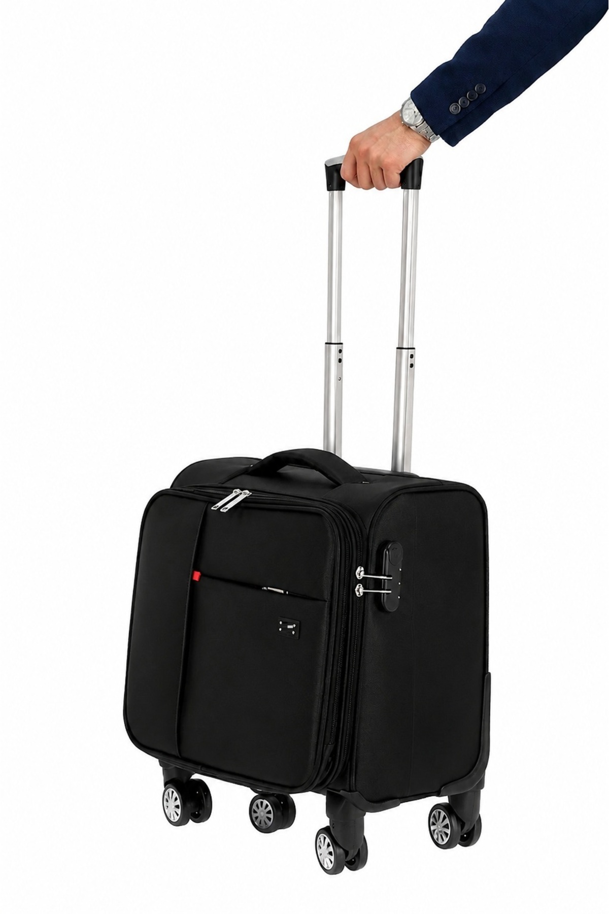 ULTIMATE BAG Pilot Valiz Küçük Boy Valiz Kabin Valiz 4 Teker Valiz Laptop Gözlü 45x40x25Cm Siyah Dizüstü Bilgisayar