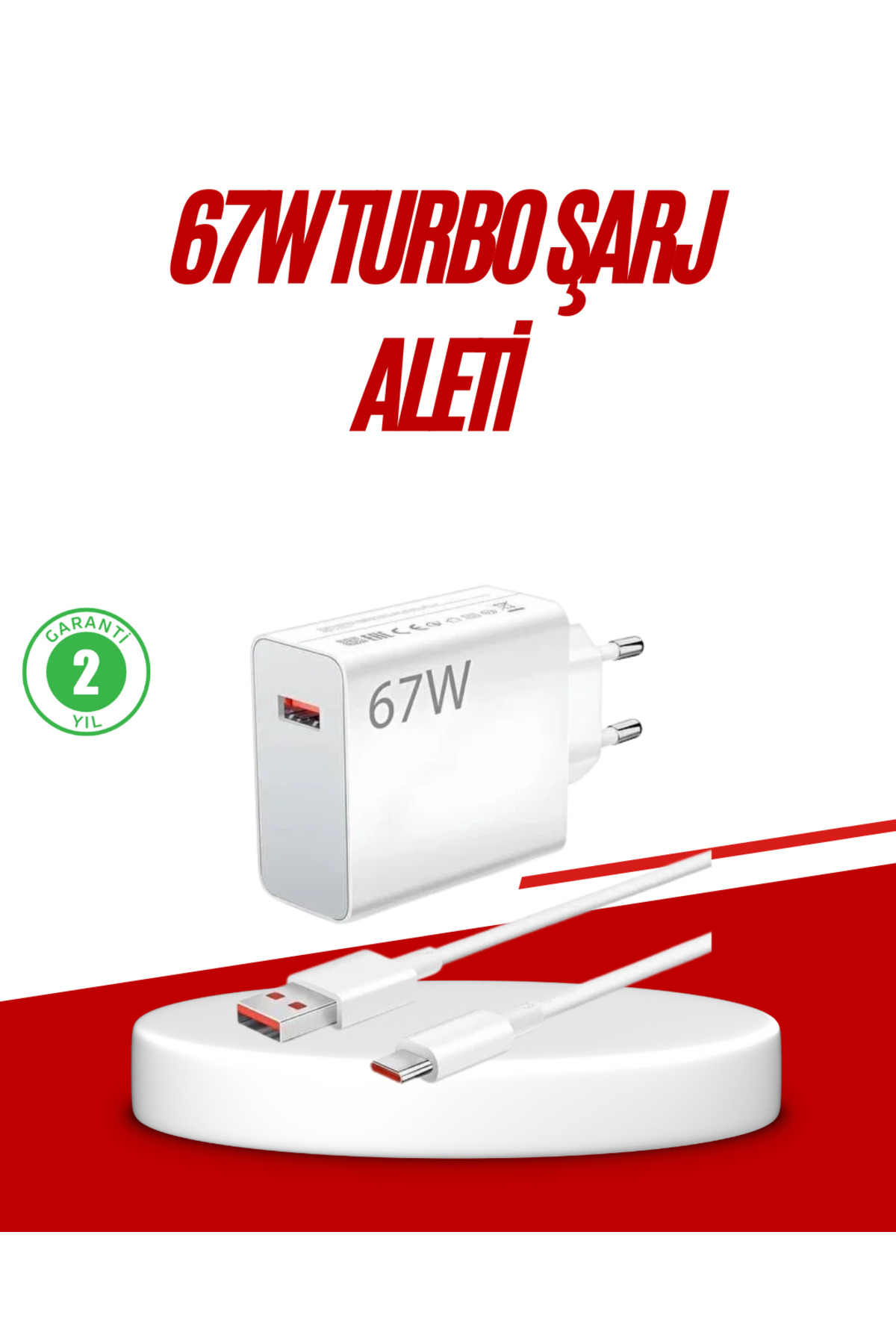 markentegra 67 Watt Type C Hızlı Şarj Cihazı Huawei P30 P40 Mate 20 Pro Uyumlu