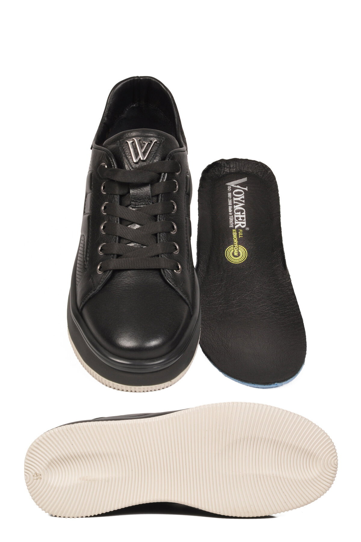Voyager Siyah Hakiki Deri Erkek Casual Sneaker Memory Taban Premium Casual Ayakkabı M030 M görsel 5