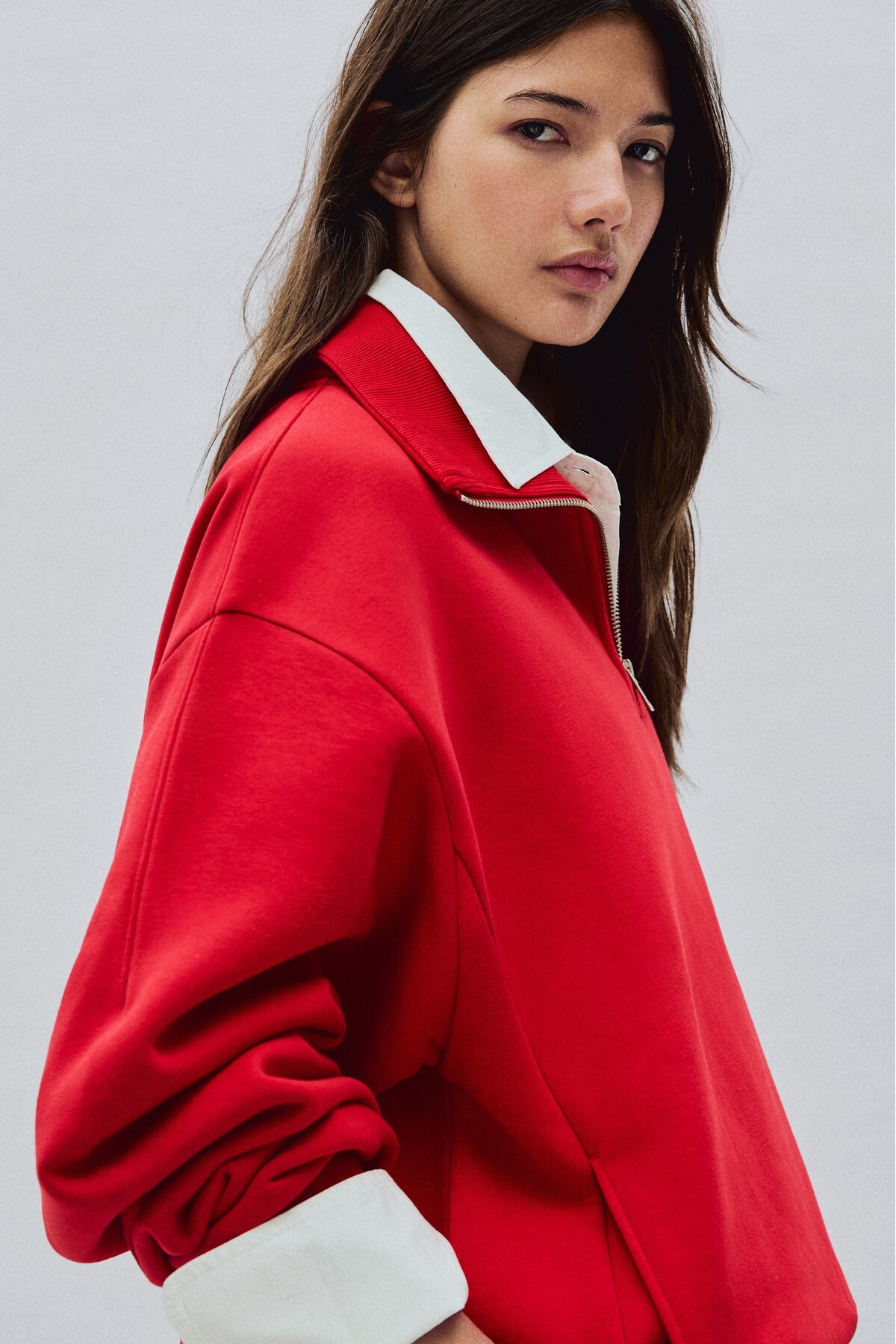 Bershka Dik yaka fermuarlı sweatshirt görsel 5