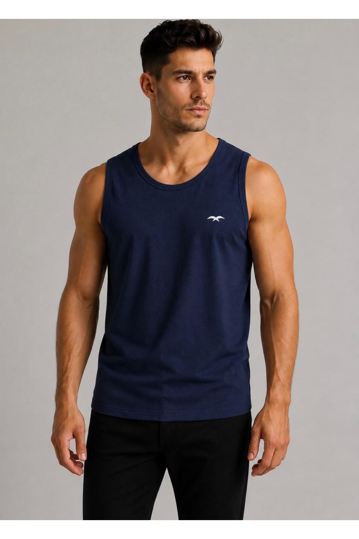 AXXEL Erkek Lacivert Askılı Atlet T-shirt-d235