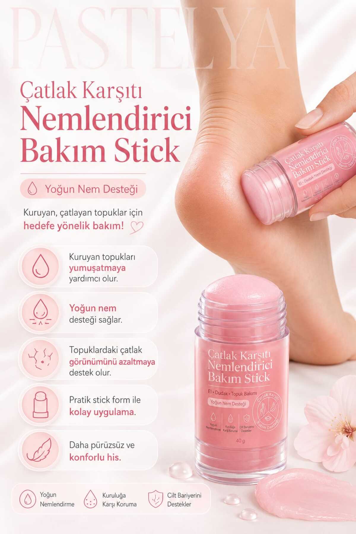 Çatlak Karşıtı Onarıcı Stick Krem - Nem Bariyeri Balm - PEMBE (El, Yüz, Ayak Bakımında Balm) — BALPMB — تصویر 5 از 5