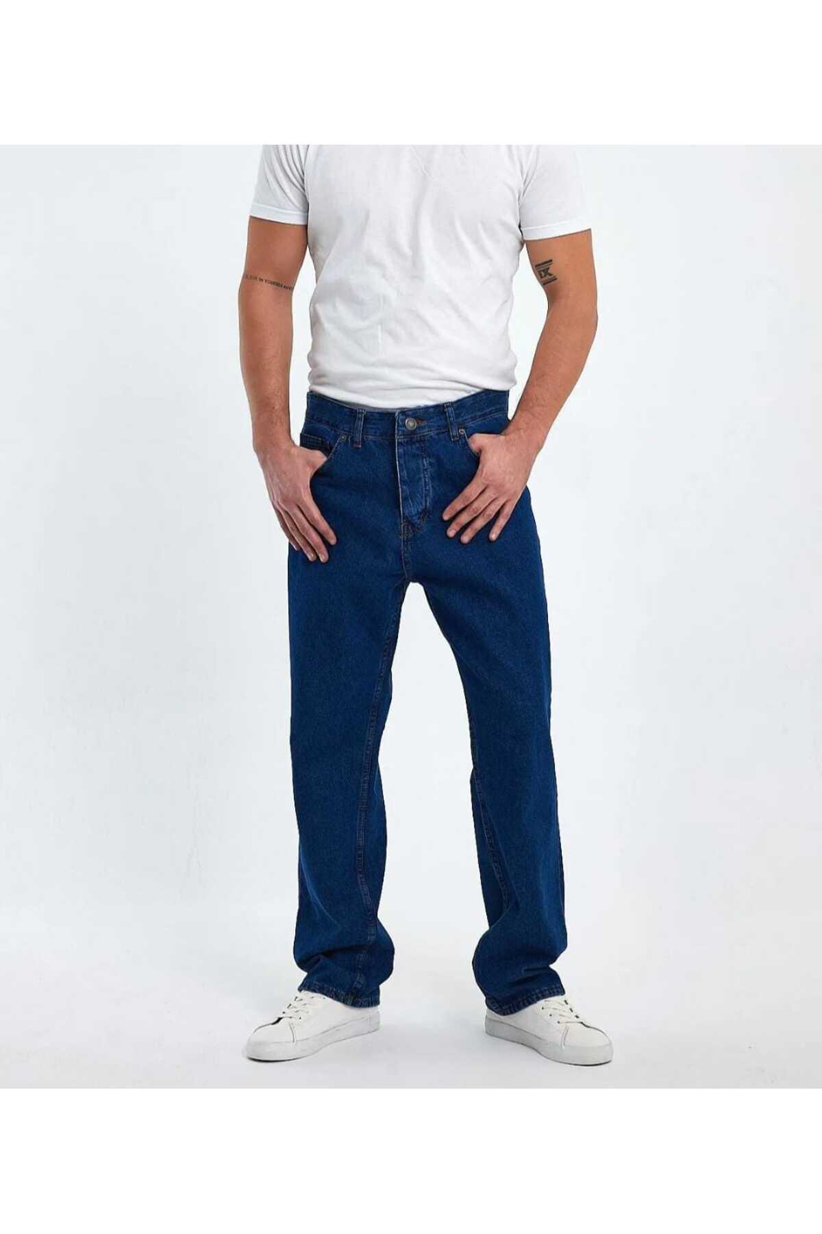 KING SEZAR Erkek Regular Fit Boru Paça Denim Jeans Kot Pantolon Erkek Kot Pantolon