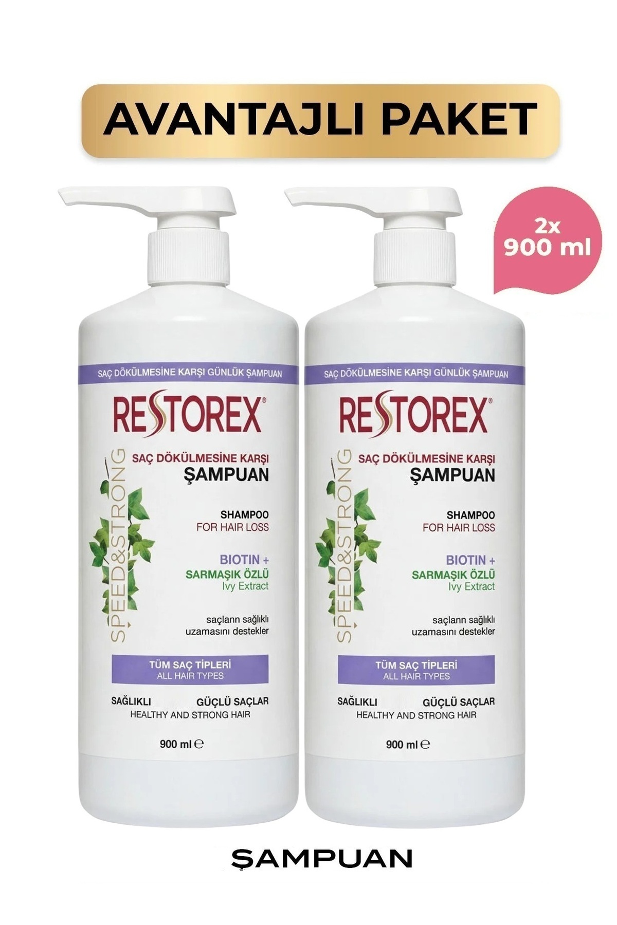 Restorex Saç Dökülmesine Karşı Şampuan 2 Adet 900 ml — 6688051263510902