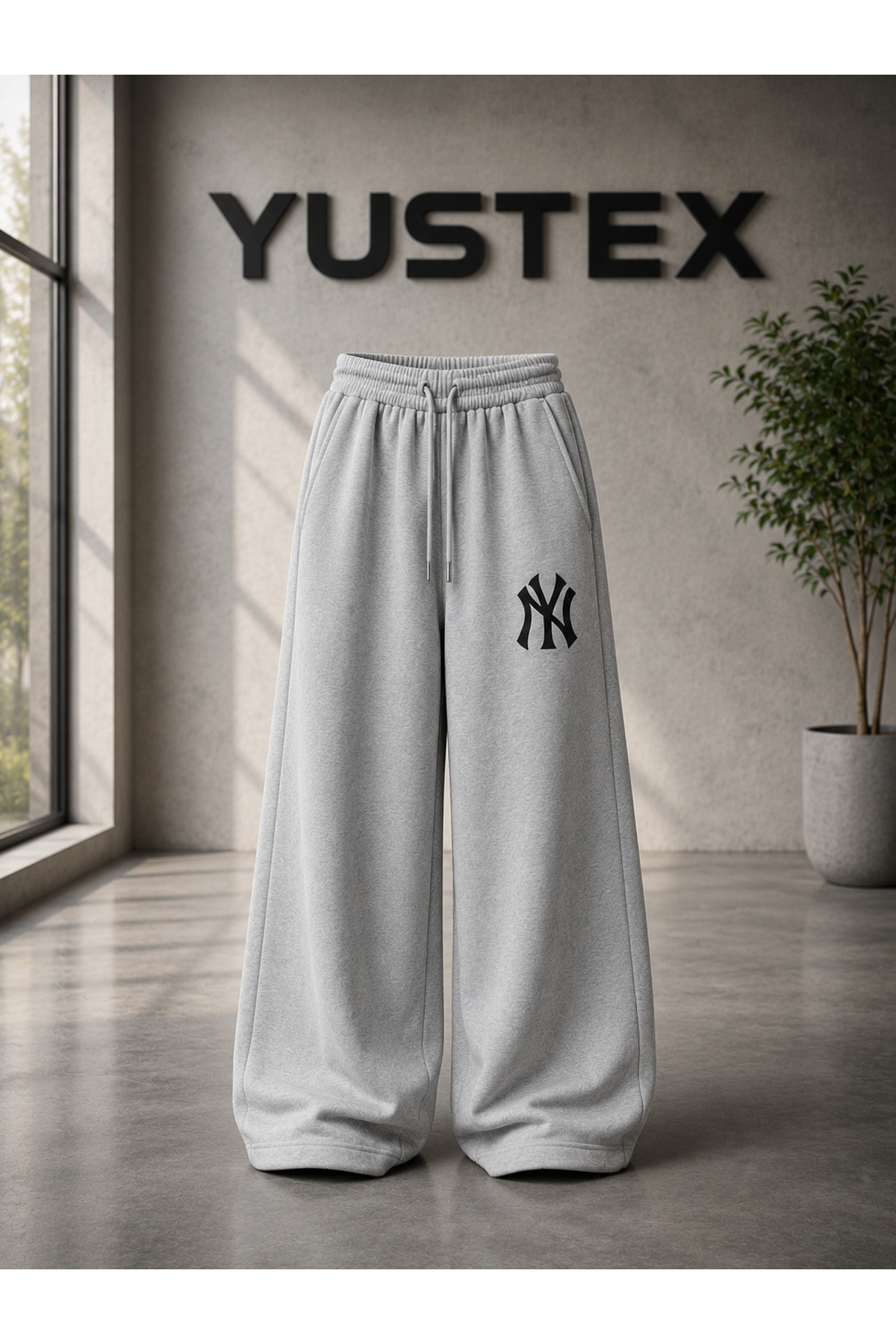 yx yustex sport 3 ADET NY BASKILI EŞOFMAN ALTI (SİYAH - GRİ ve LACİVERT) BOL PAÇA EŞOFMAN görsel 3