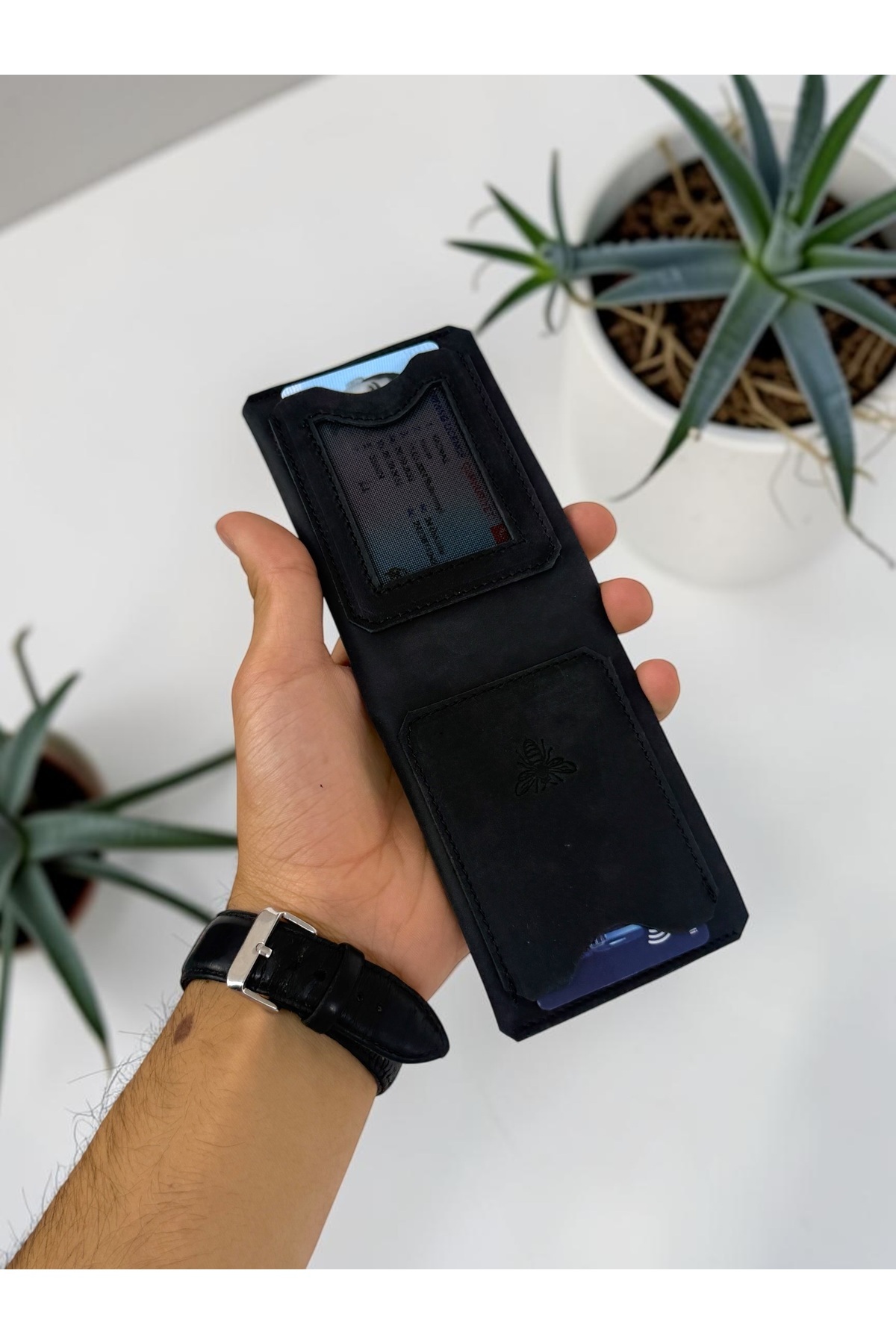 BeeBlack %100 Hakiki Deri CLARK Model Erkek Cüzdan - Mıknatıslı Şık Minimalist Cüzdan görsel 6