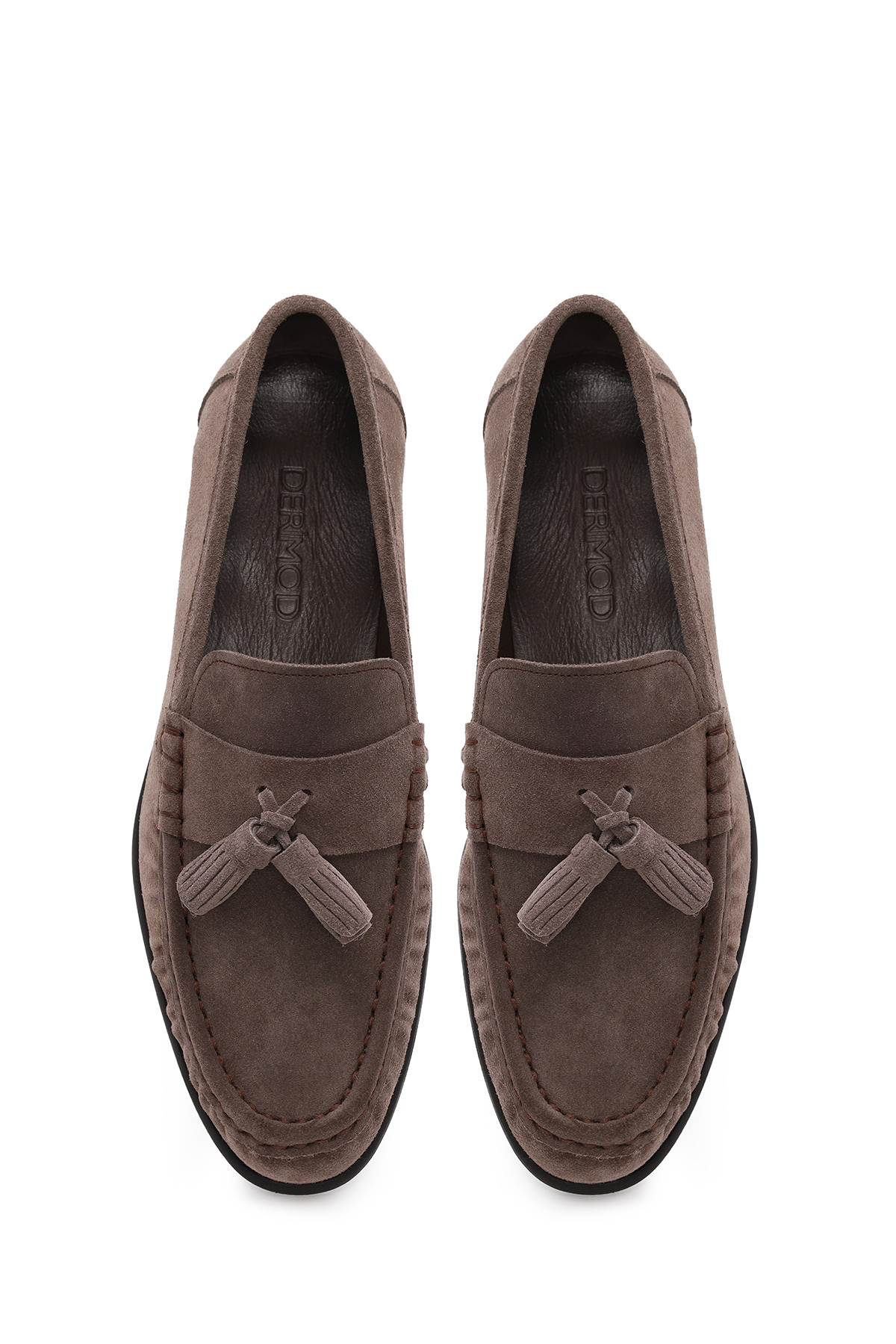 Derimod Erkek Gri Püsküllü Süet Deri Casual Loafer 26SFD603510 görsel 4