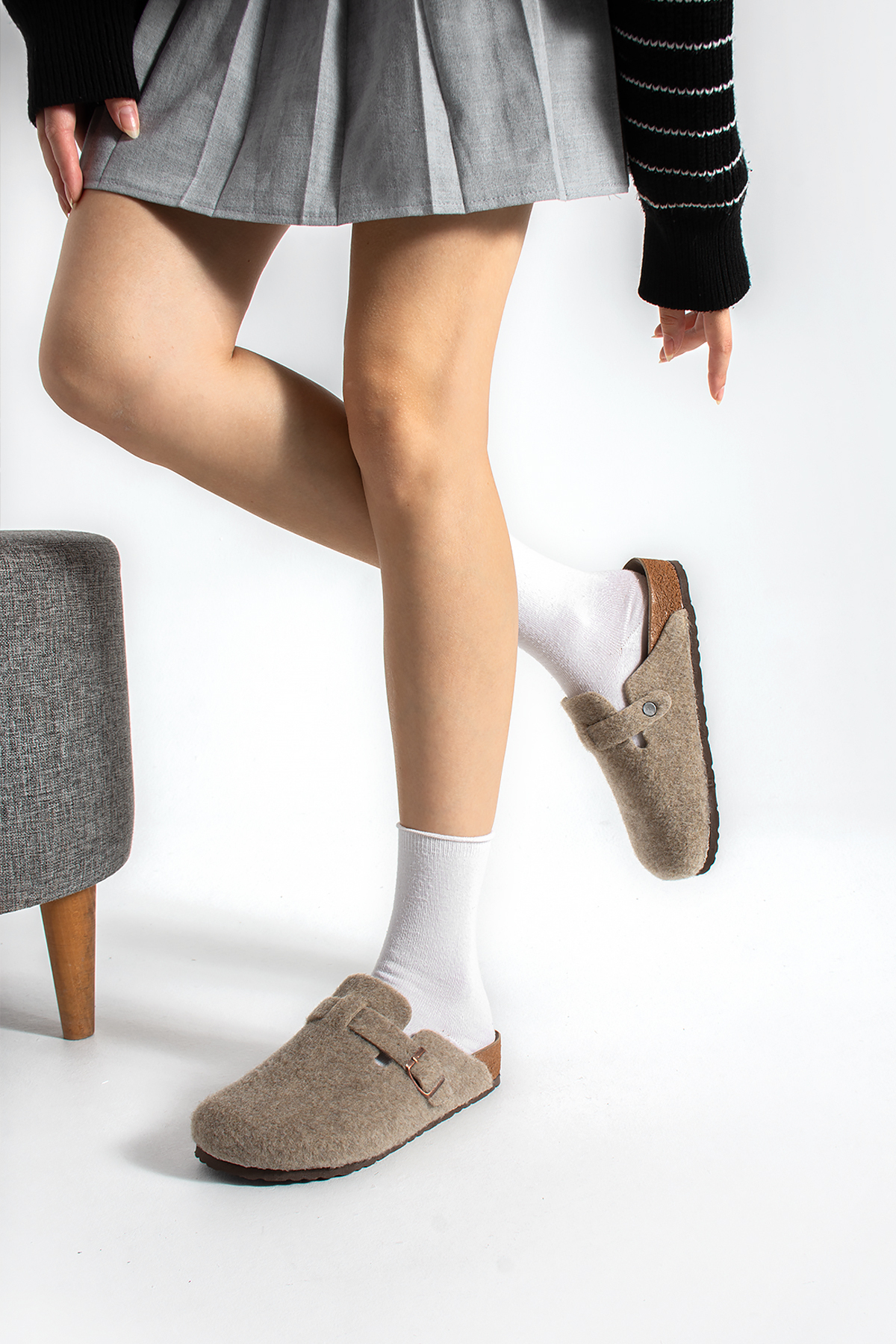 starmarj Unisex Keçe Terlik Konfor Modeli Kışlık Önü Kapalı Sabo Günlük Rahat Ev Terliği görsel 3