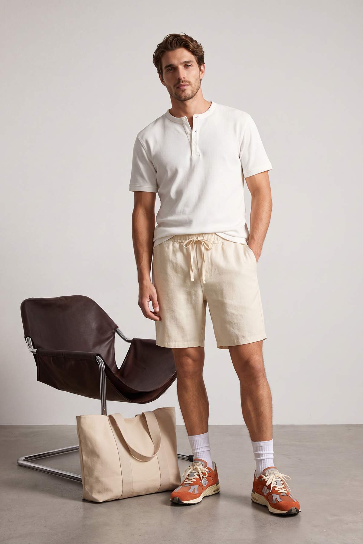 Trendyolmilla Man Bej Regular Fit Beli Lastikli Şort & Bermuda TMNSS26SR00018
