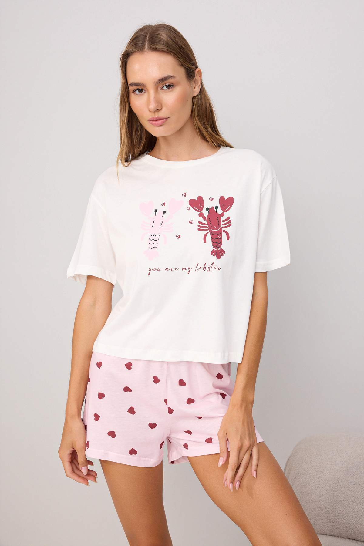 Trendyolmilla Teen Beyaz-Pembe %100 Pamuklu Kalpli Örme Pijama Takımı THMSS26PT00154