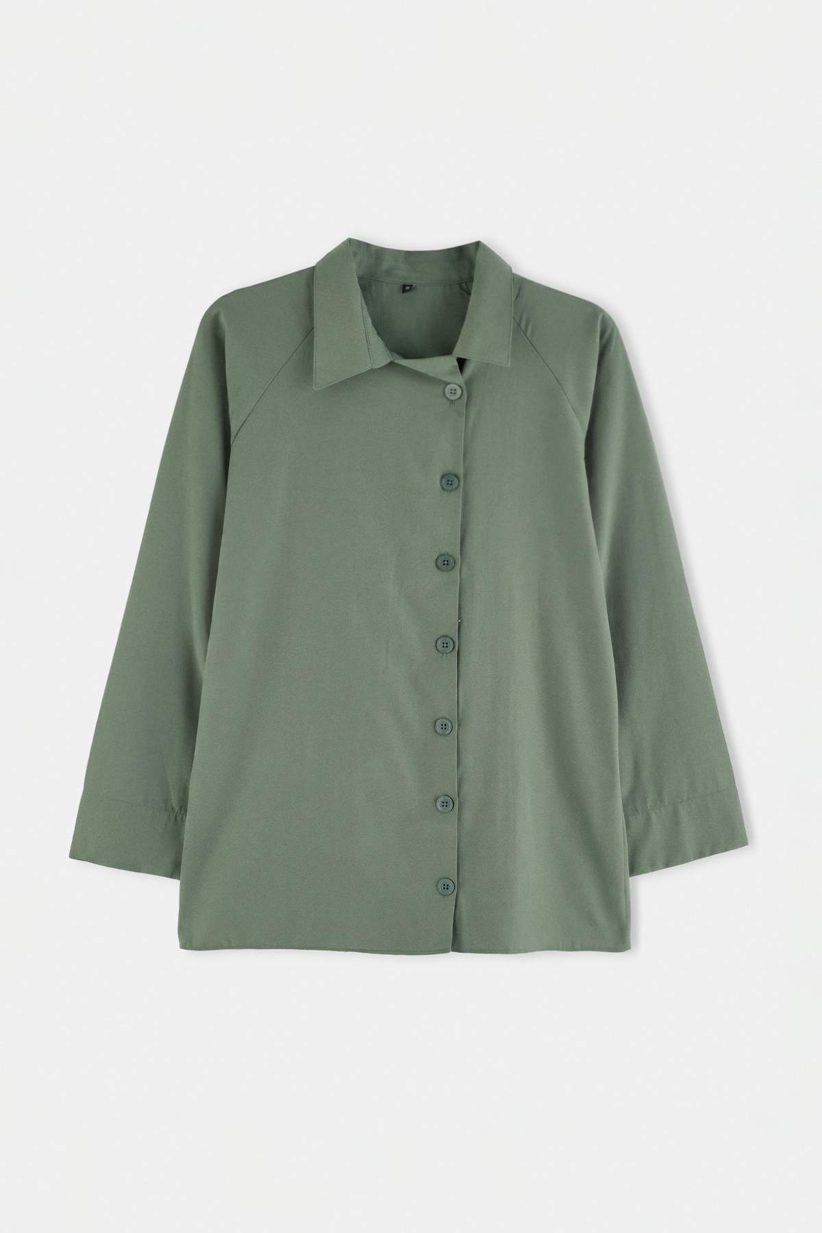 Trendyolmilla Modest Haki Relaxed Poplin Düz Dokuma Alt&Üst Tesettür Gömlek TCTAW27TG00004