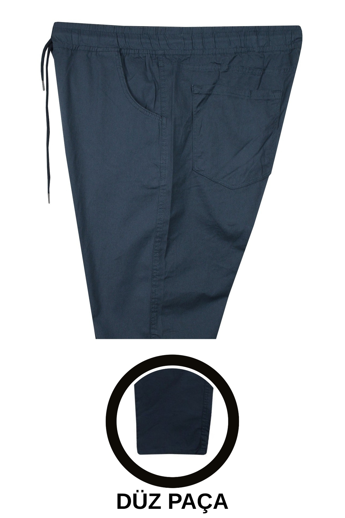 marufshop Boru Paçalı Erkek Büyük Beden 118 Kilo-156 Kilo Arası Için Uygun Bağcıklı Gabardin Pantolon Indigo görsel 4
