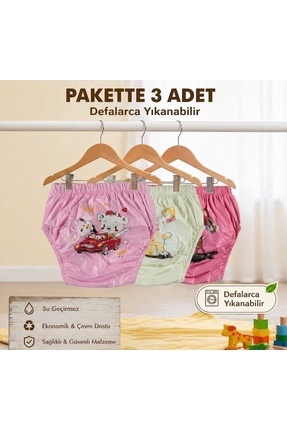 babixkids Yılanabilir 3'lü Kız Bebek Alıştırma Külodu Bebek Tuvalet Eğitimi (...