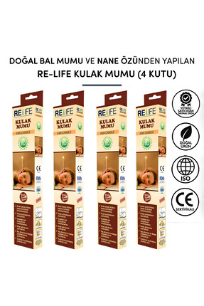 Relife Doğal Kulak Temizleme Mumu Çubuğu Vakumlu Ear Candle 4 Kutu 8 Adet