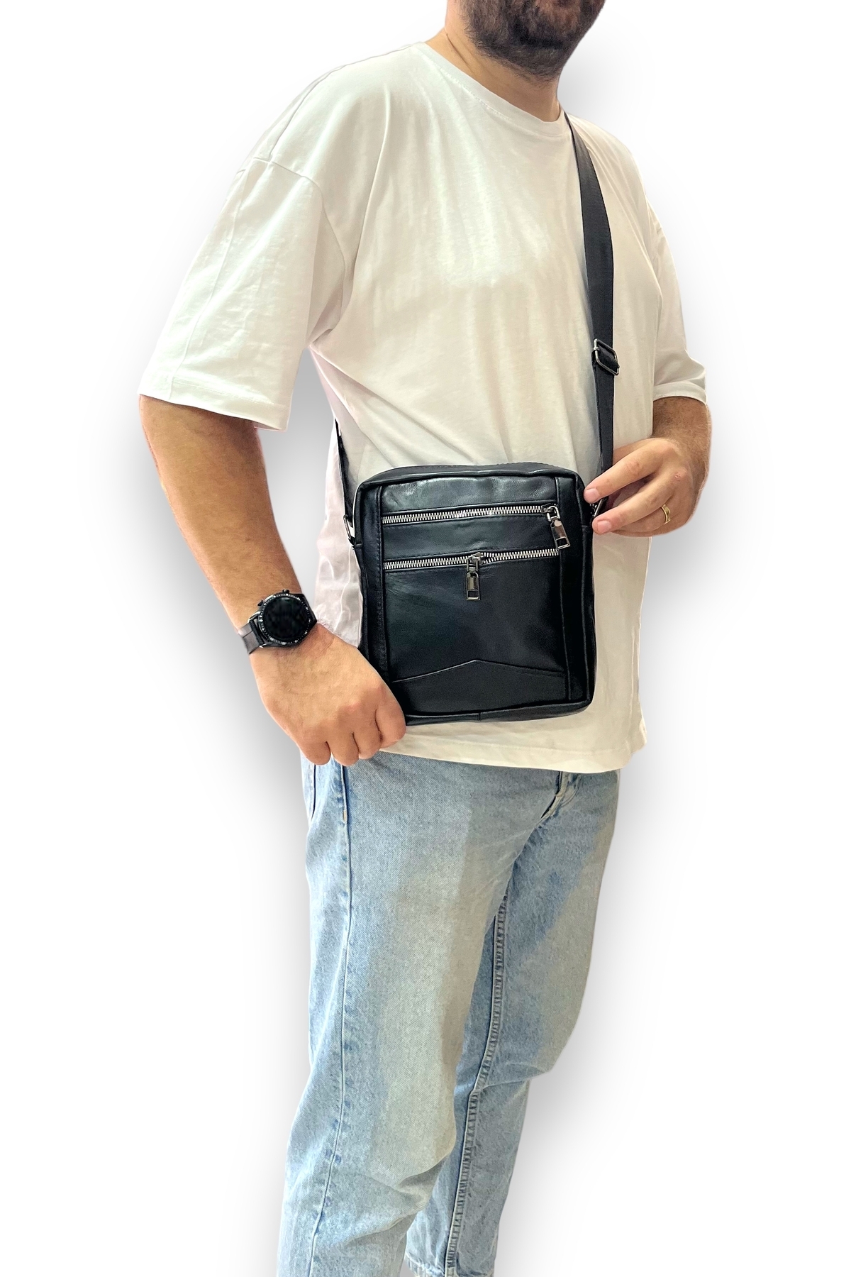 Bag Ard Erkek Hakiki Deri Postacı Çantası görsel 4