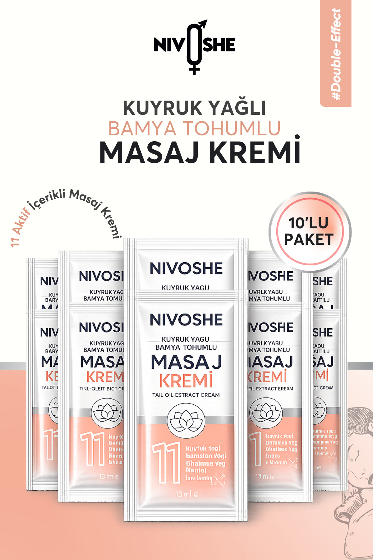 10 Lu Kuyruk Yağlı Bamya Tohumlu Rahatlatıcı Bel Boyun Kol, Sırt, Diz, İçin Ağrı ve Akıllı Masaj Kremi