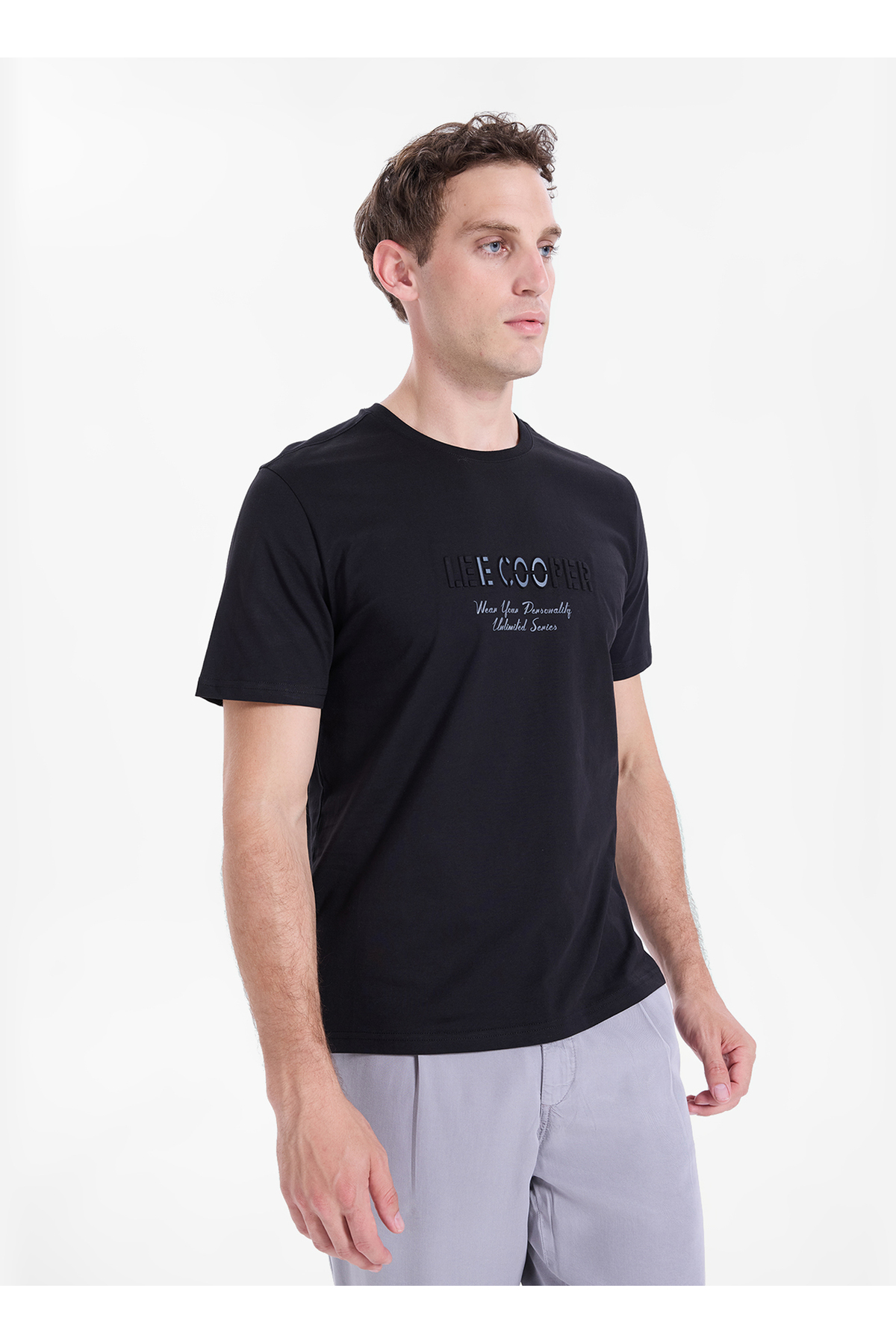 Lee Cooper Siyah Erkek Regular Fit Logo Baskılı T-Shirt 262 LCM