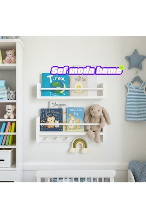 Sef moda 50 cm 2’li montessori raf & kitaplık mdf beyaz