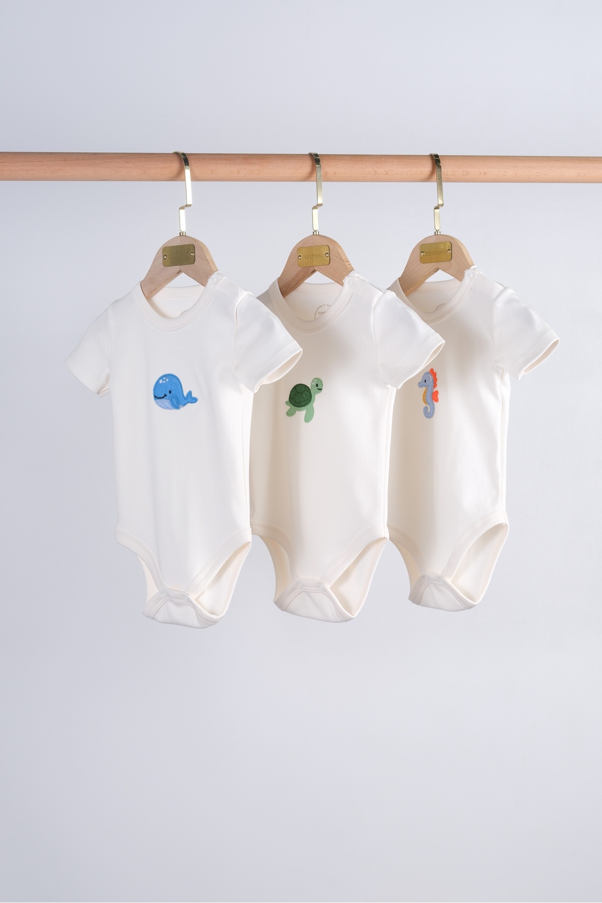 3-Piece Set 100% Cotton Applique Embroidered Baby & Kids Bodysuit & Bodysuit ( Cream )