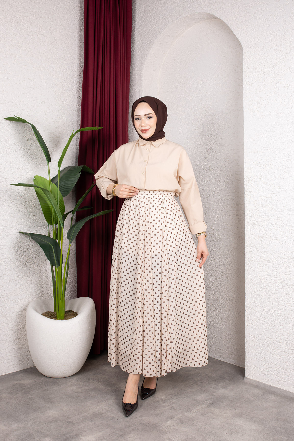 Sfg Life Moda Kadın Astarlı Puantiye Desenli Tül Etek görsel 4
