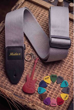 Midex ASM-26GRY Gitar Omuz Askısı Gri Renk 89-155cm (Pena Hediye)
