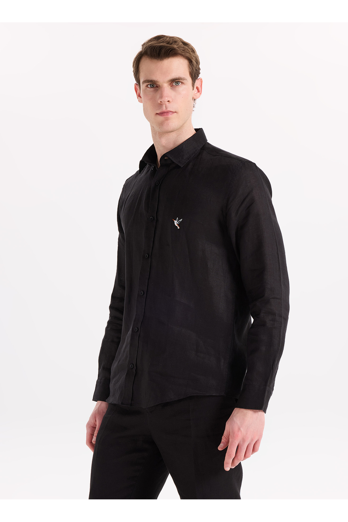 Fabrika Siyah Erkek Alttan Britli Regular Fit Gömlek F6SM-GML 2700 — مشکی 5003328246