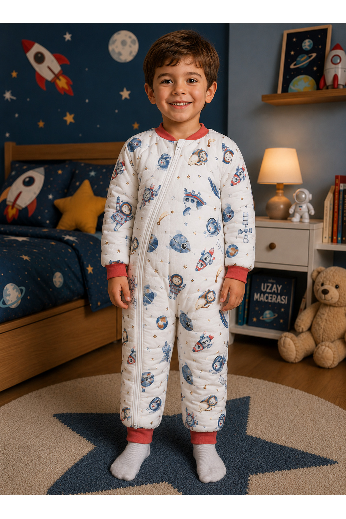 Space Patterned Tile Colored Fiber Filled 2.0 tog Children's Sleeping Bag