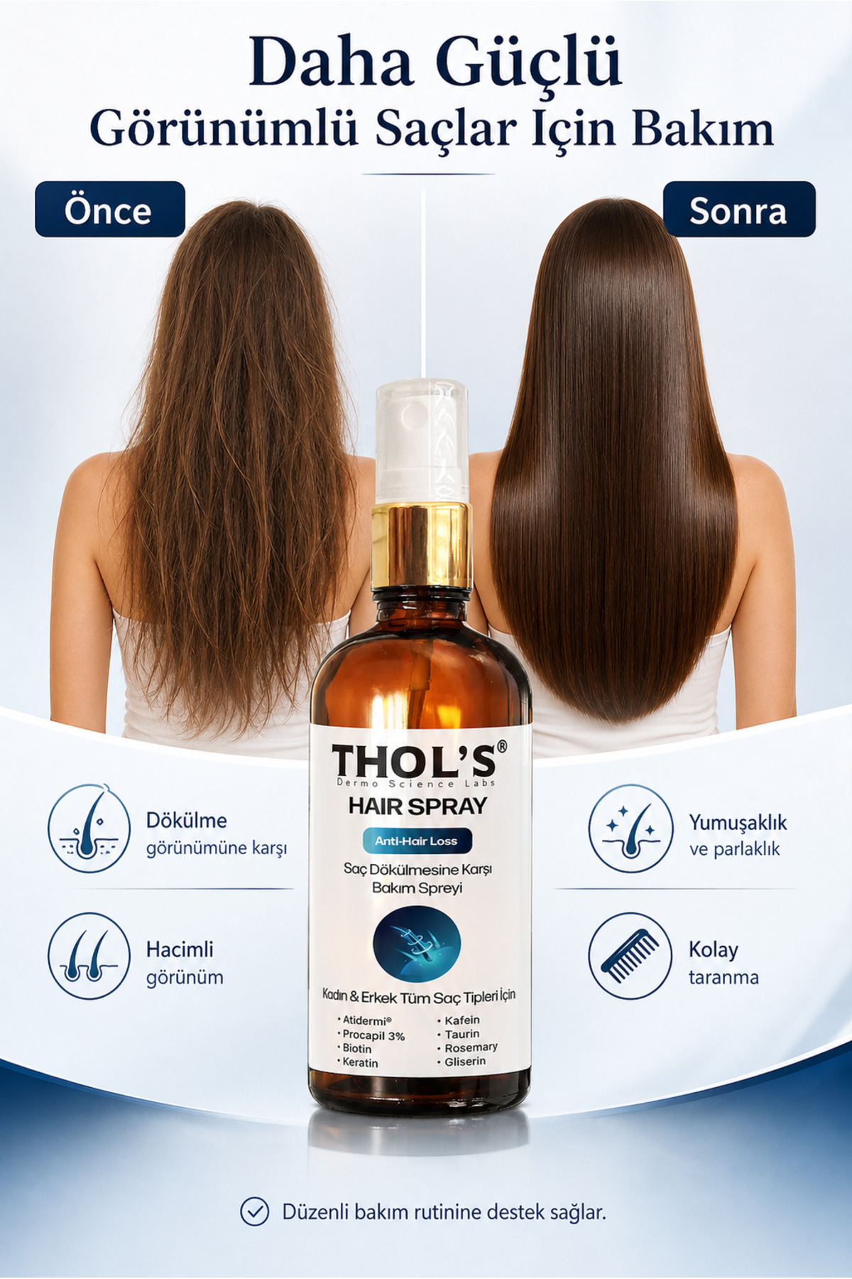 THOL'S TB13 HAIR SPRAY ANTI-HAIR LOSS SAÇ DÖKÜLMESİNE KARŞI BAKIM SPREYİ - 50 ML — Saç Dökülmesine Karşı Bakım Spreyi — تصویر 4 از 6