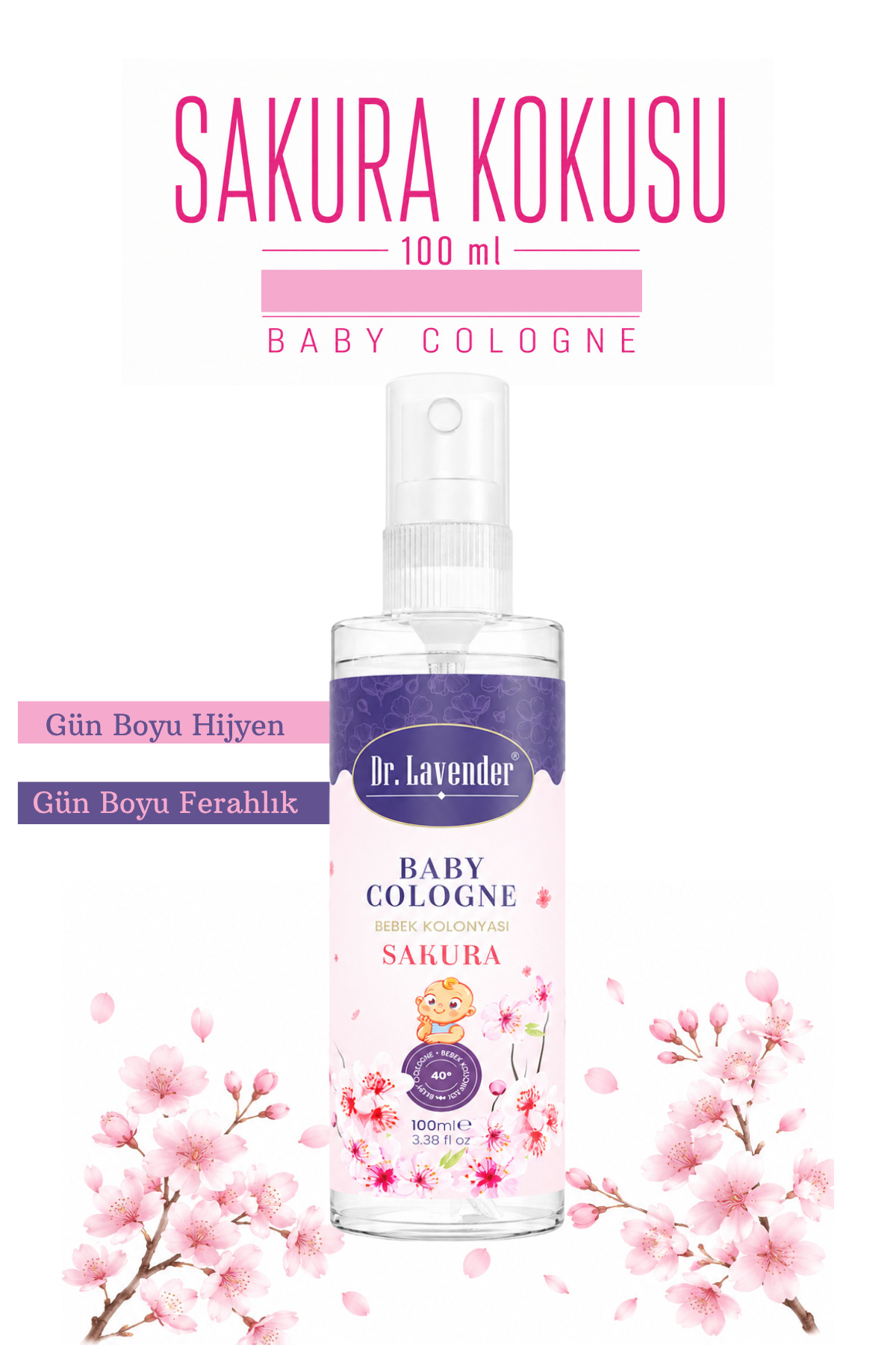 Dr.Lavender Sakura Çiçeği Bebek Kolonyası – Japon Kiraz Çiçeği Kokusu (100 ML) — DR1204