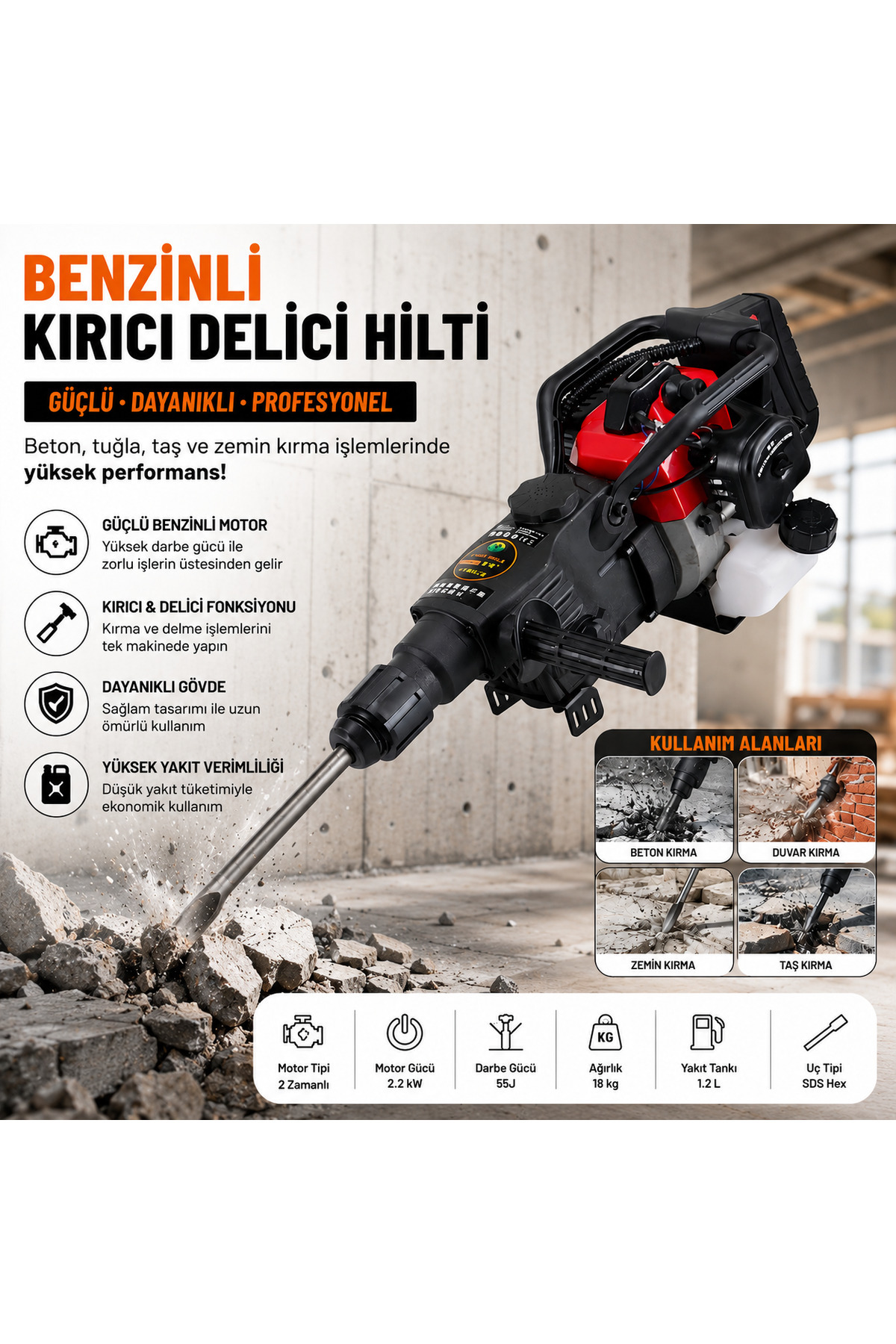 SCHUTZENGER Germany 7.9 Hp 62cc Benzinli Kırıcı Delici Hilti Prof