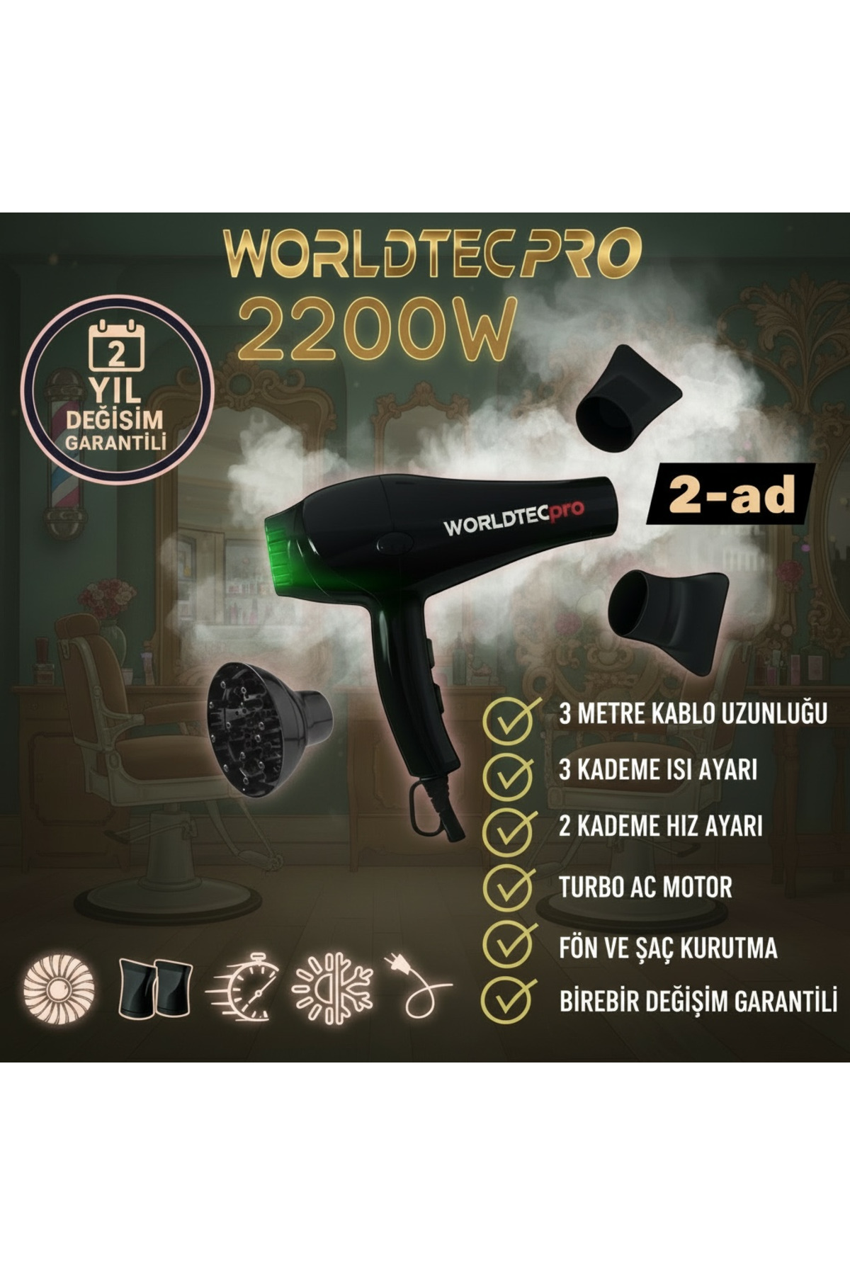 Turbo 2400 Watt Hair Dryer and Hair Dryer Wigo