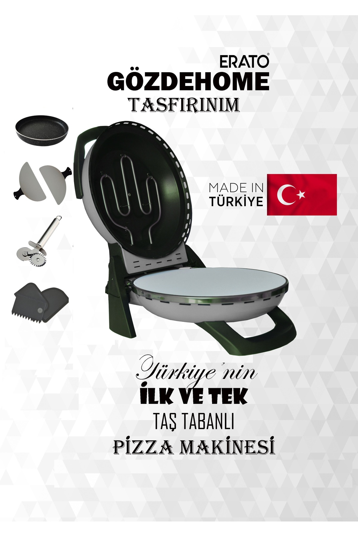 Grey Erato Stone Based Lahmacun Machine, Pizza Machine Stone Oven - Timer - 400 °c