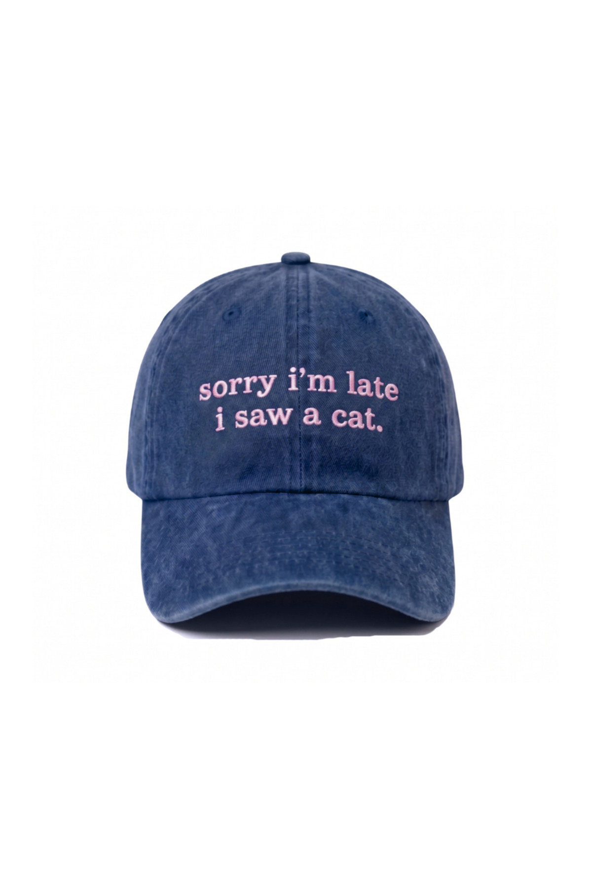 Tresore ''Sorry I'm Late I Saw A Cat'' Nakışlı Yıkamalı Şapka / Kedi Nakışlı Washed Cap