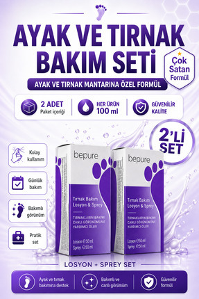 Bepure Ayak Ve Tırnak Mantar, Kasıntı ve Koku Losyon Ve Sprey Seti 200 ml (2 ...