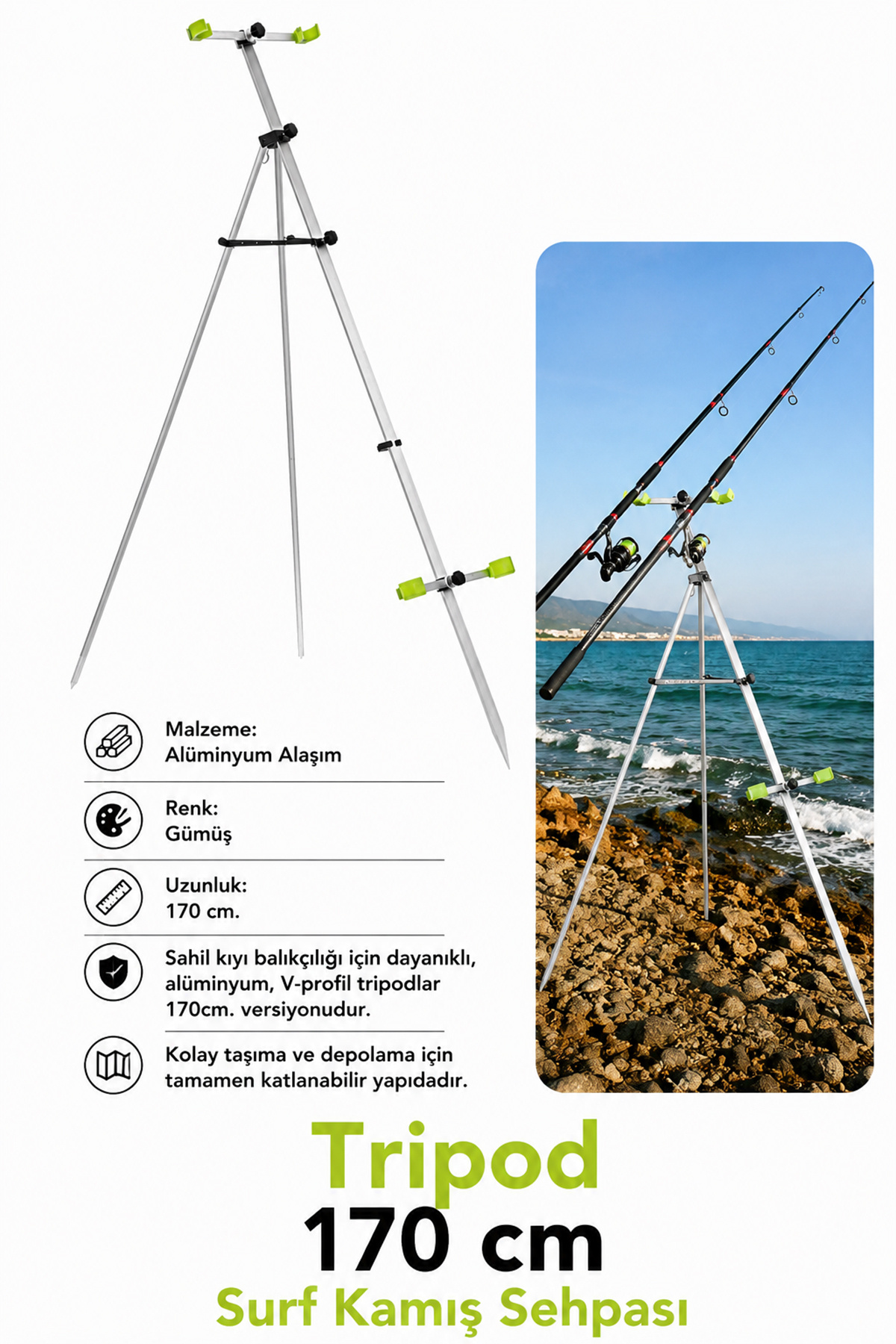 POWEREX Tripod 170 Cm Surf Kamış Sehpası - Fiyatı, Yorumları