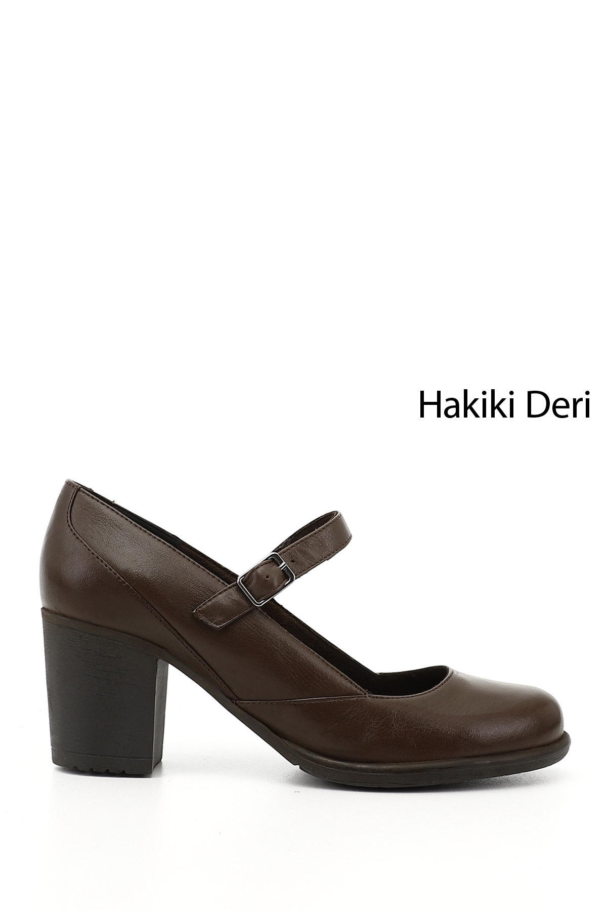 Women's Coffee Antique Butt Toe Medium Thick Heels Genuine Leather Shoes