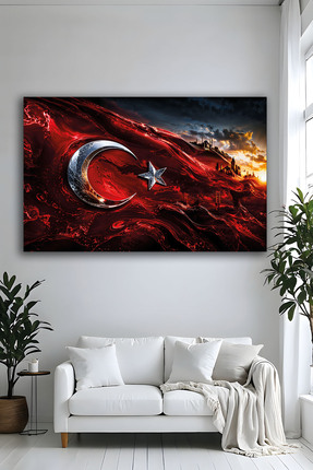 Parıltı Yayınları Modern Ay Yıldızlı Türk Bayrağı İstanbul 3D Görünümlü Lüks ...