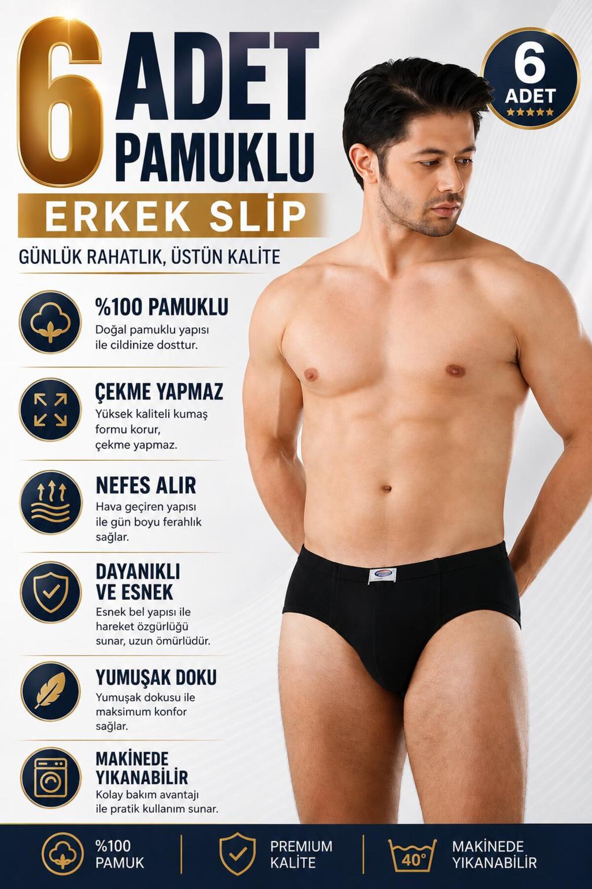 Gizem iç giyim 6'LI Paket Erkek Kom Slip Külot