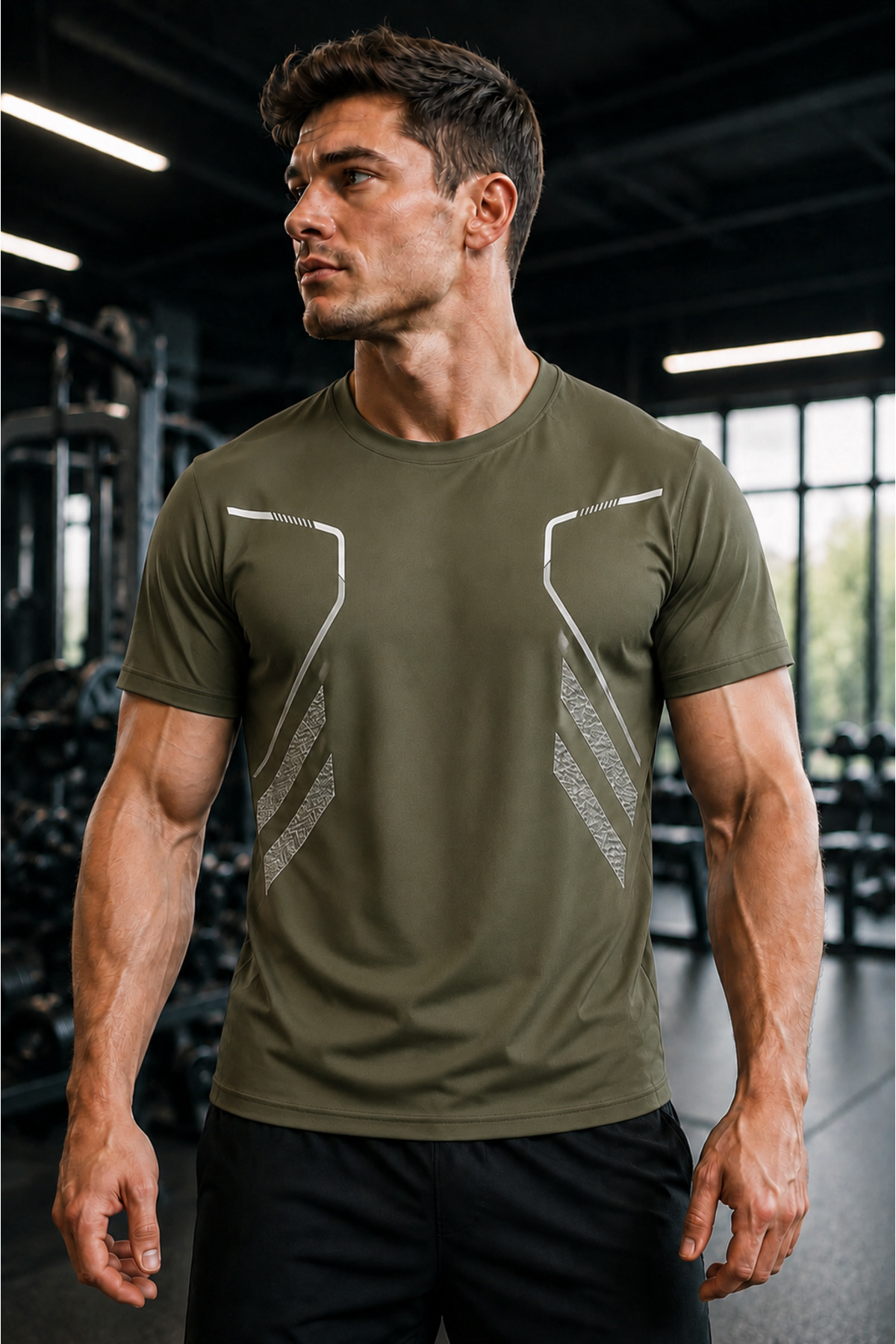 . Men's Compression Ultra Flexible Moisture Absorbing Body Geometric Fast Drying Lightweight Sports T-shirt