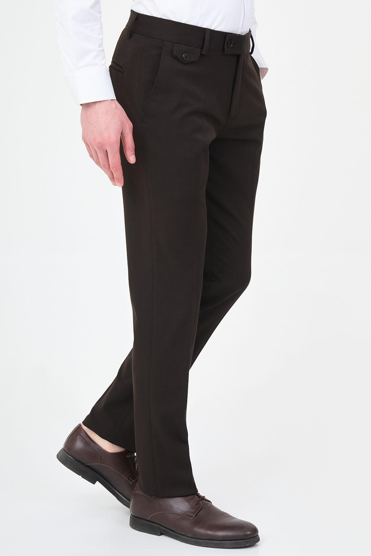 Düz Slim Fit Klasik Erkek Pantolon Kahve - 38988.21K — قهوه‌ای — تصویر 5 از 6